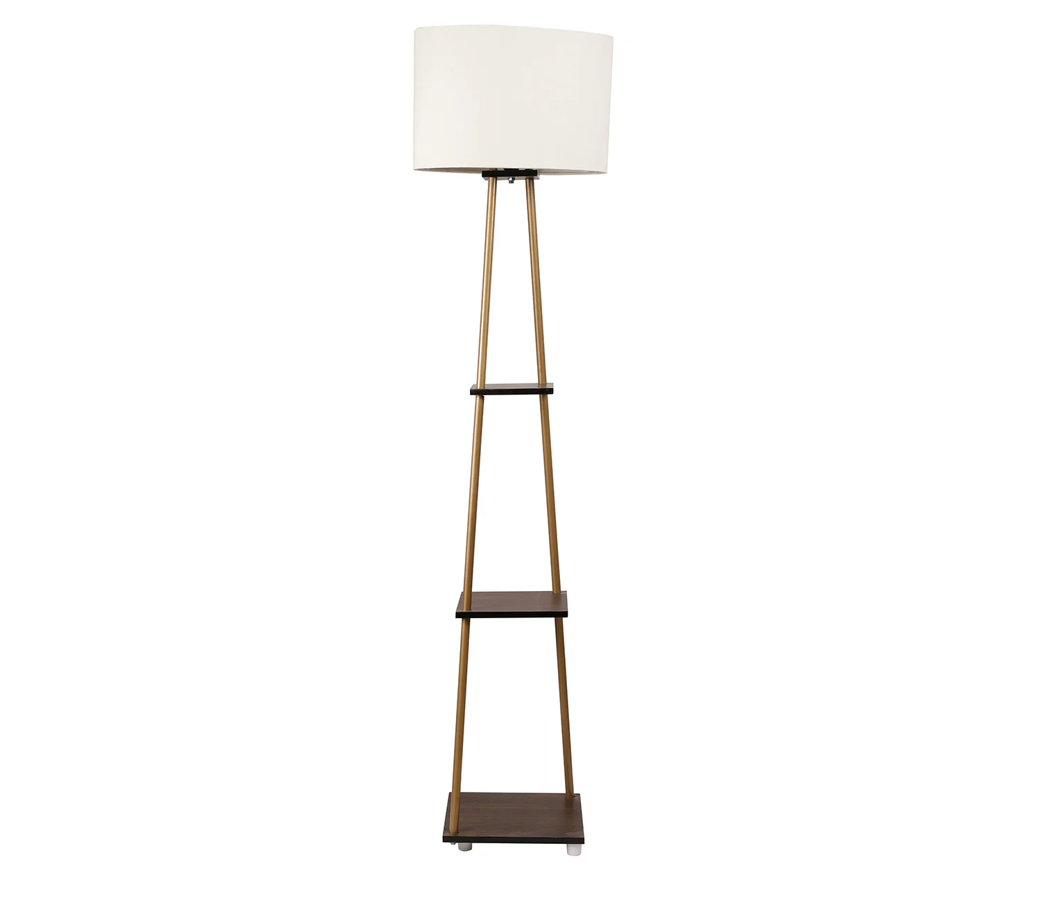 Castle 3 Tier White Color Shelf Storage Floor Lamp with Golden Metal Legs - Image 3
