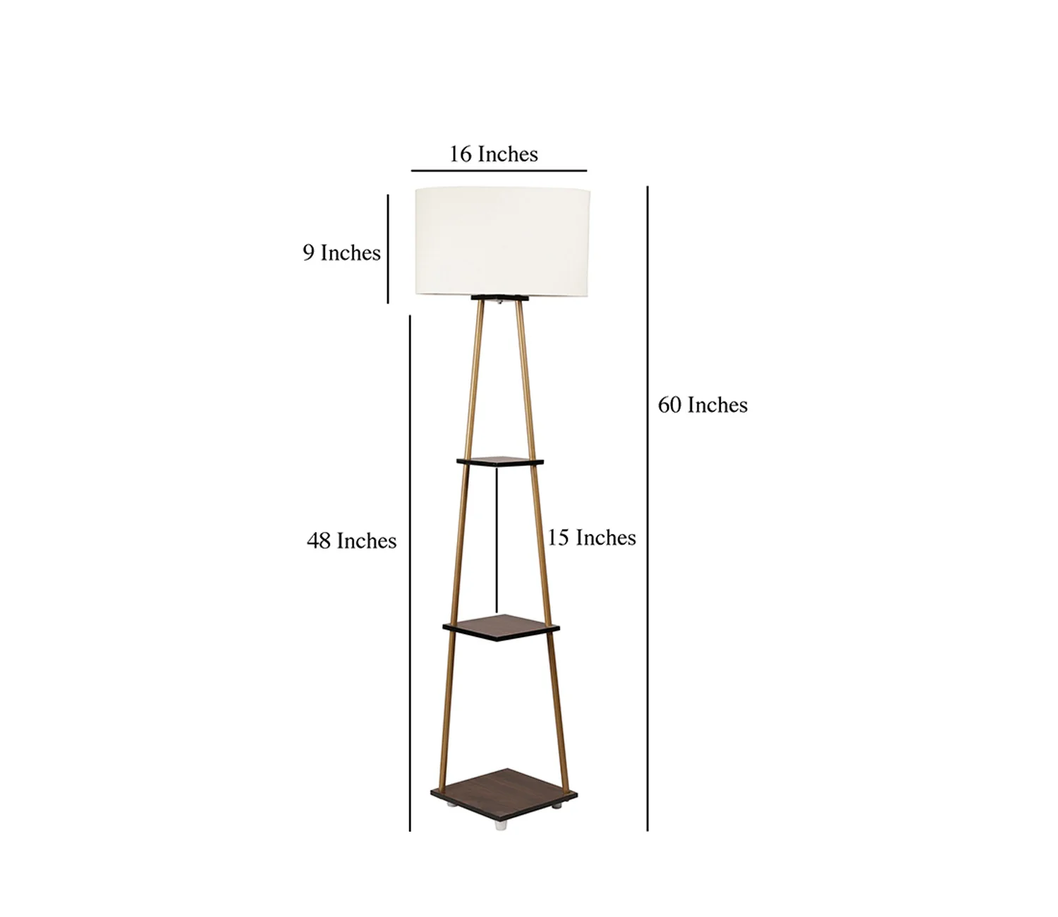 Castle 3 Tier White Color Shelf Storage Floor Lamp with Golden Metal Legs - Image 6
