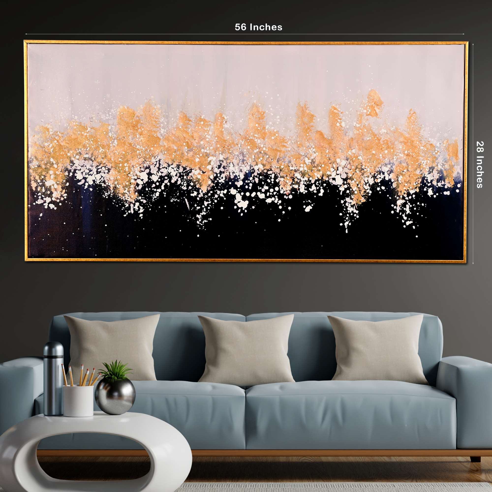 Celestial Symphony Hand Painted Wall Painting with Floating Frame - Image 4