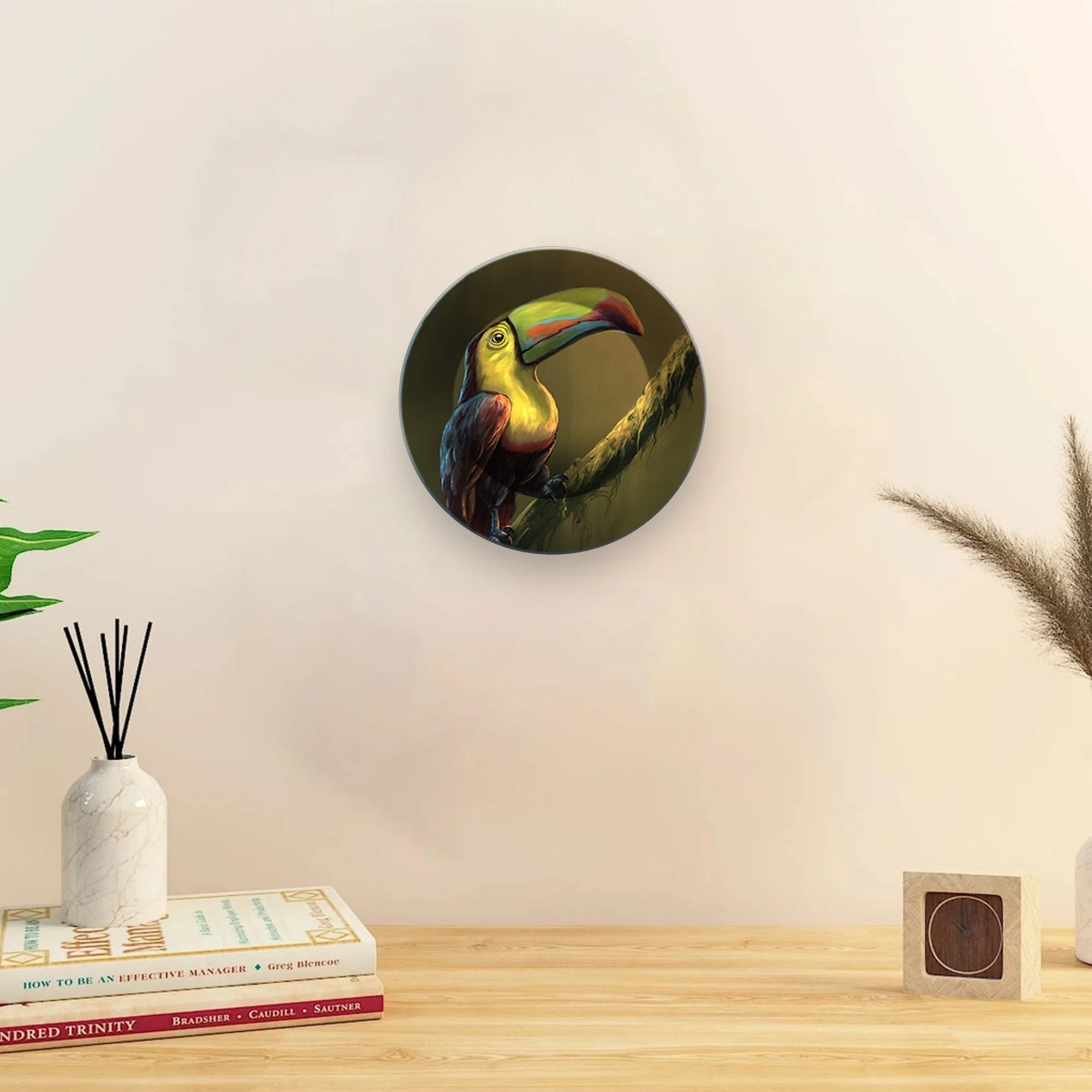 Ceramic Hanging Wall Plate Painting of Toucan Bird on Tree Branch - Image 3