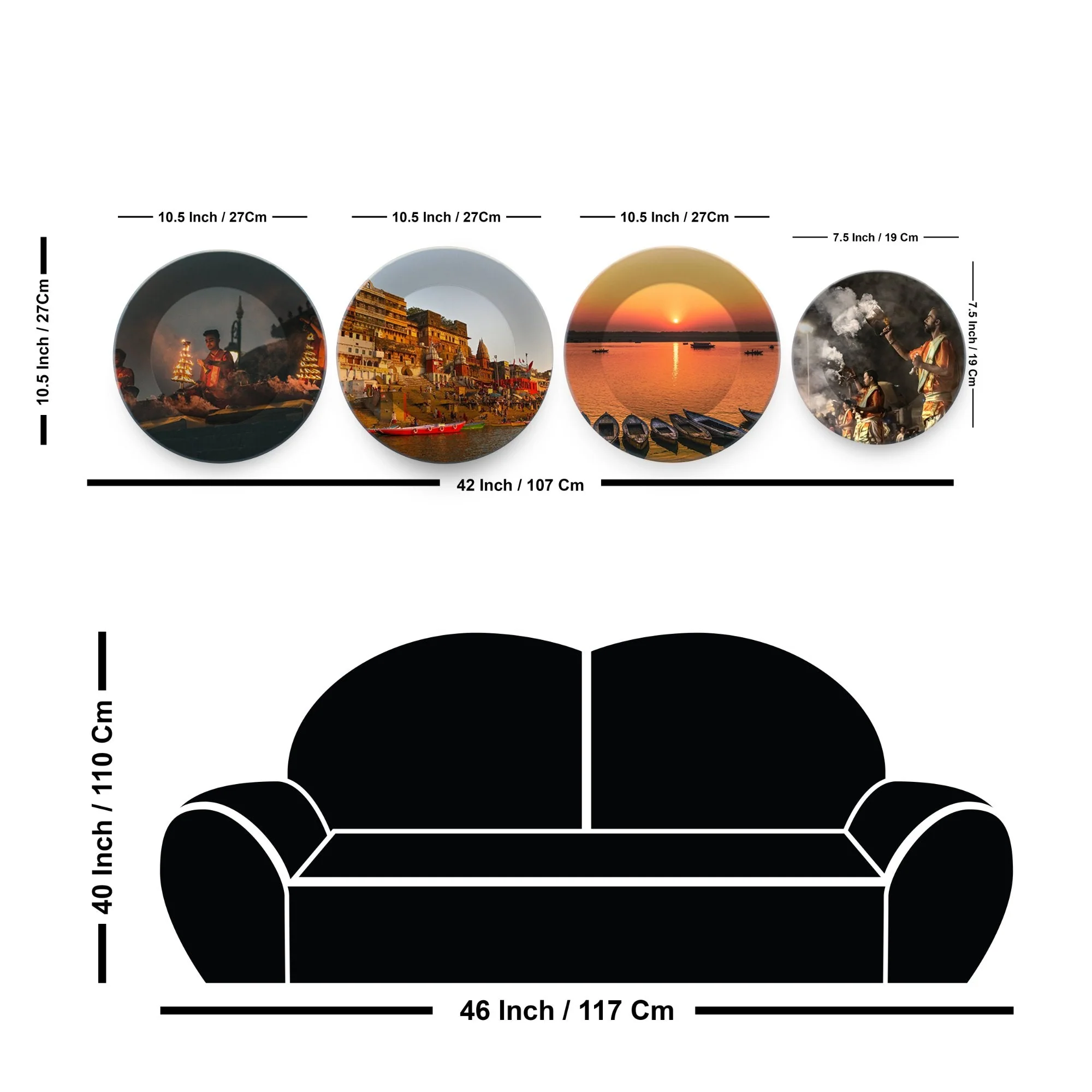 Ceramic Wall Plates Painting of Indian Banaras Culture Set of 4 - Image 6