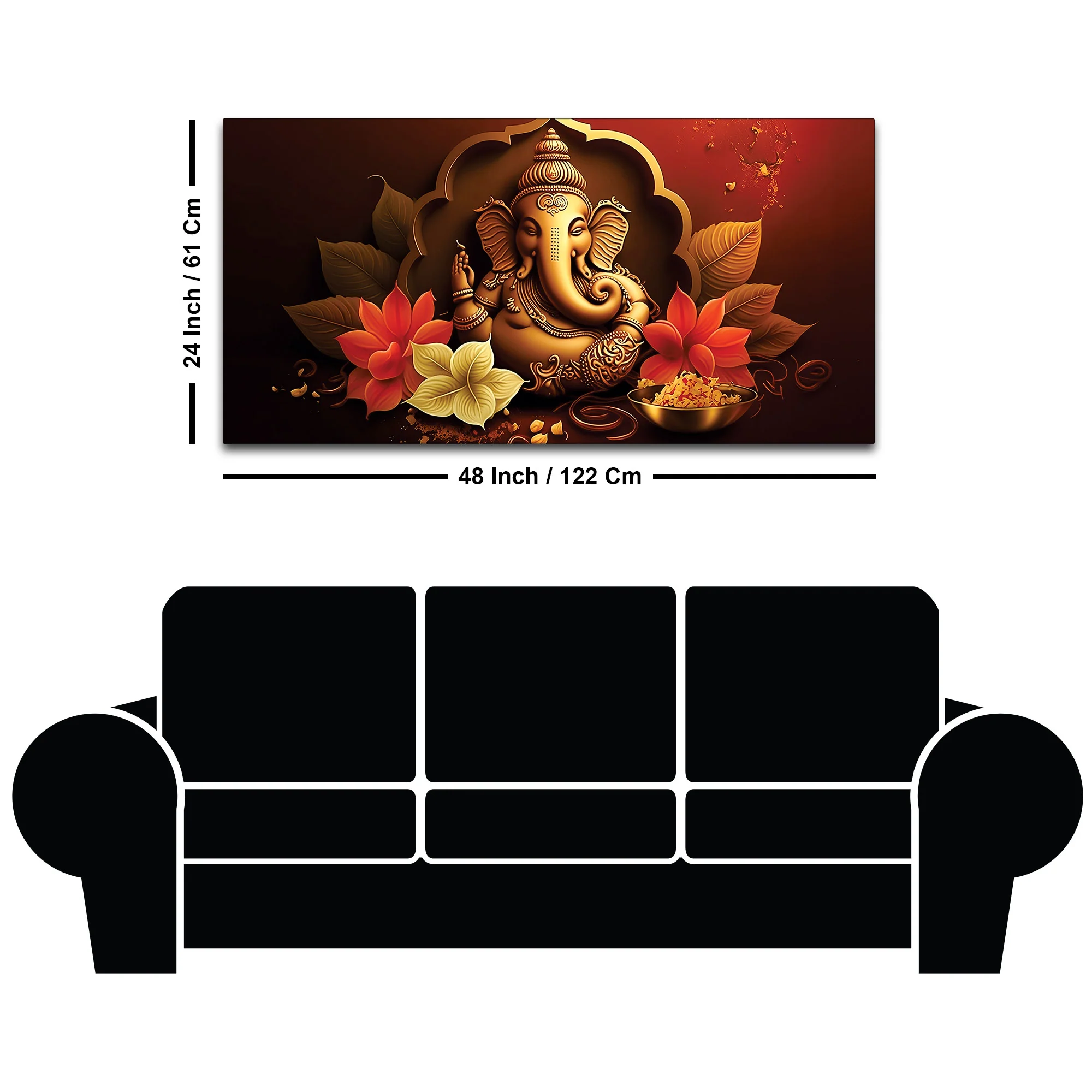 Charming Lord Ganesha Blessing Canvas Wall Painting with Lotus Flower Art for Home & Office Decoration – Modern Spiritual Wall Decor - Image 8