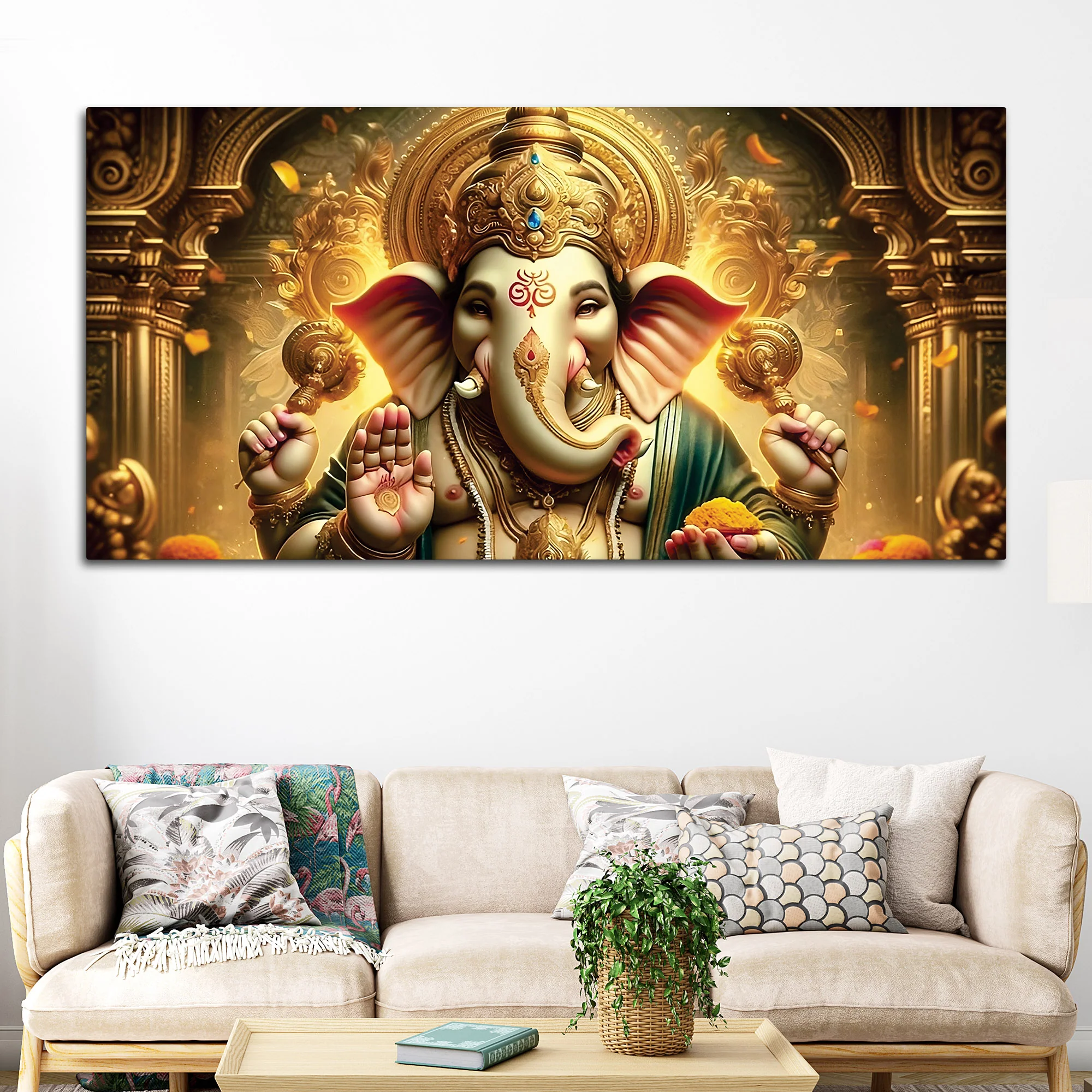Charming Lord Shri Ganeshji Spiritual Canvas Wall Painting for Home & Office Decoration – Modern Religious Wall Art - Image 2
