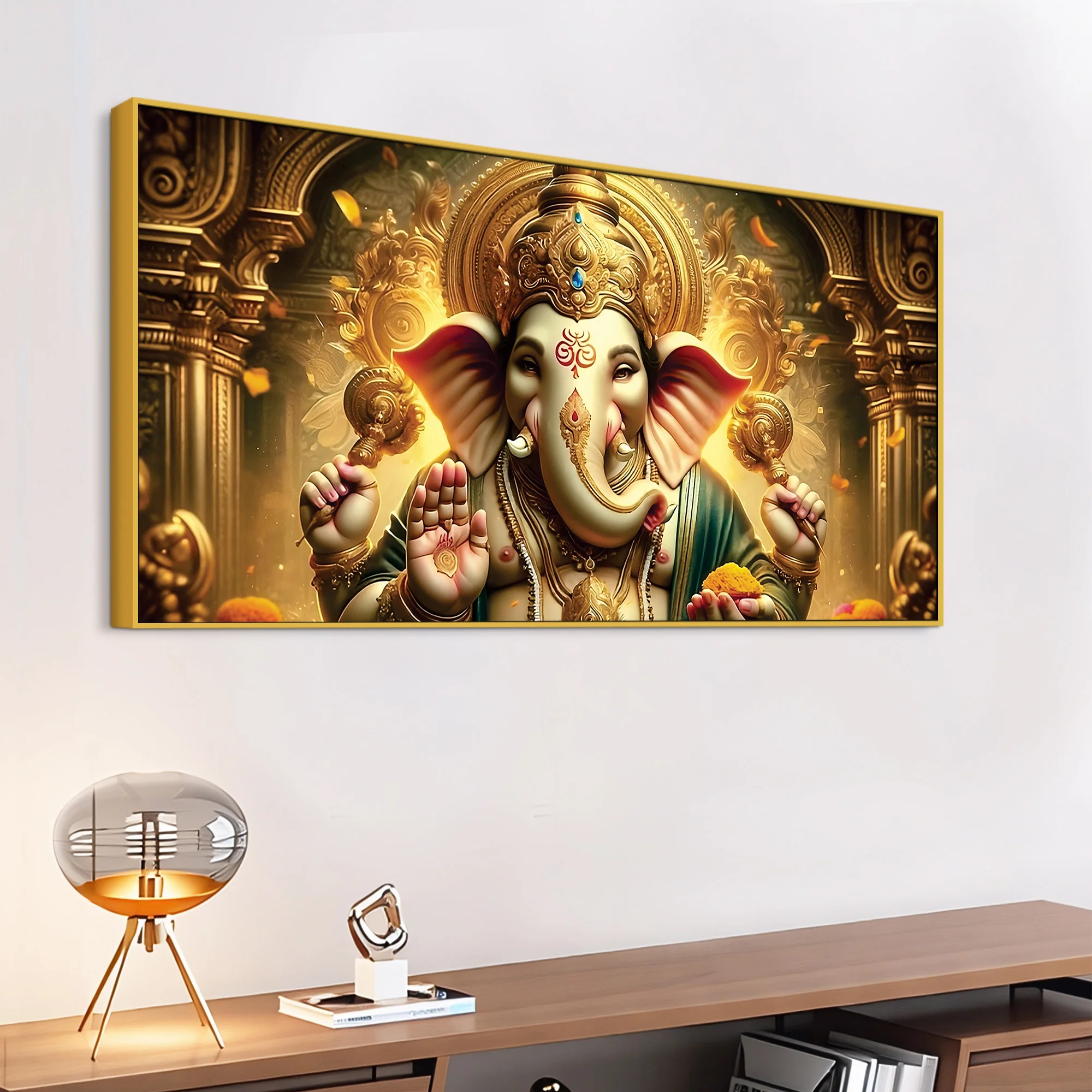 Charming Lord Shri Ganeshji Spiritual Canvas Wall Painting for Home & Office Decoration – Modern Religious Wall Art - Image 5