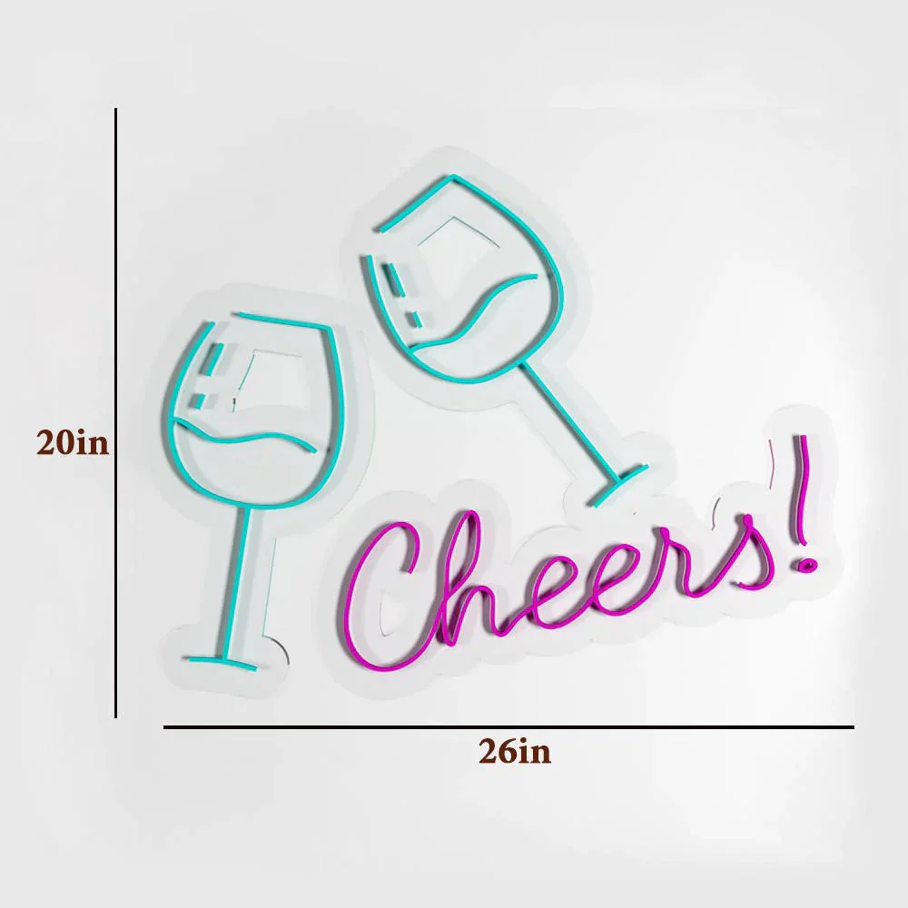 Cheers Wine Glass Design Neon LED Light - Image 4