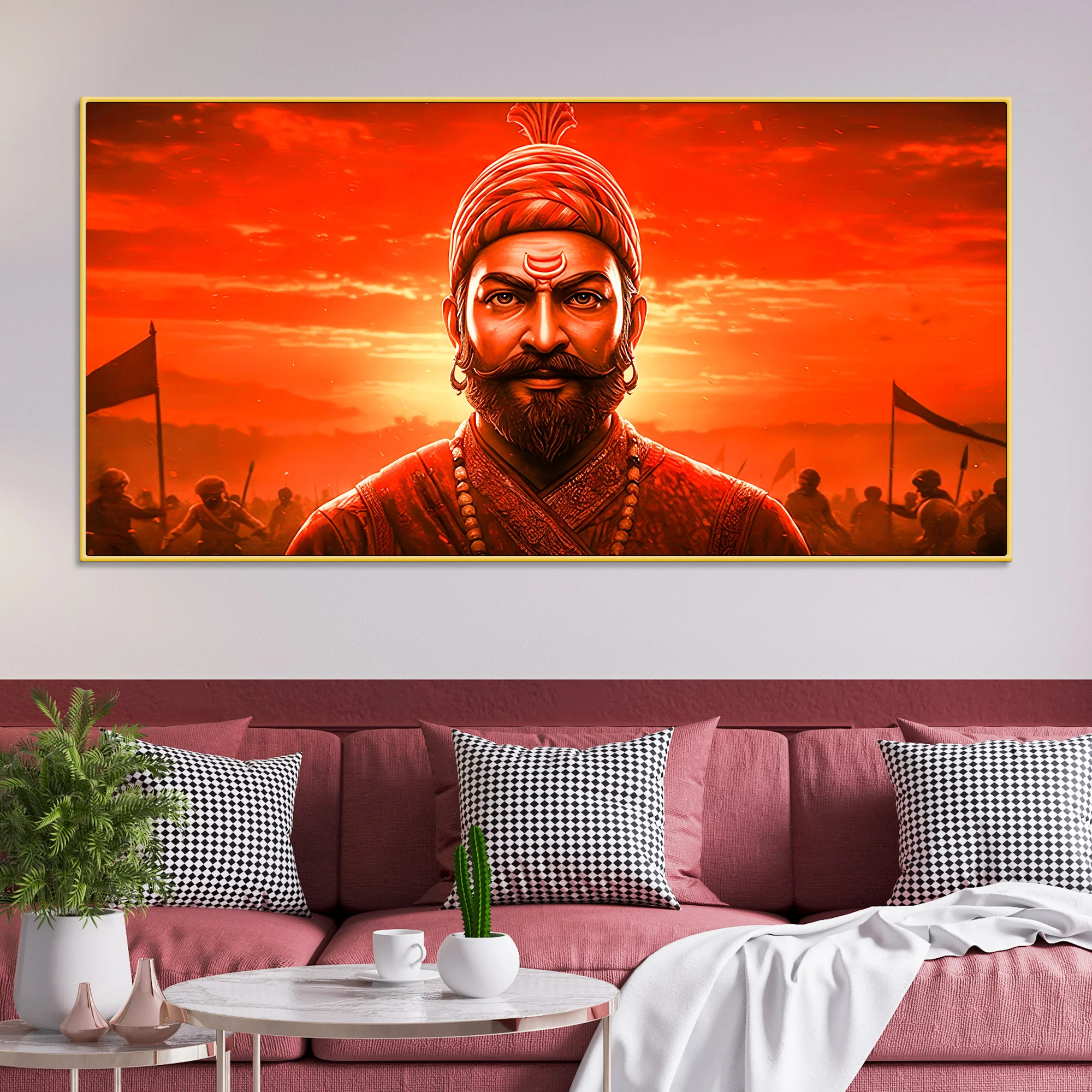 Chhatrapati Shivaji Maharaj Royal Warrior Wall Painting for Home Decor - Image 2