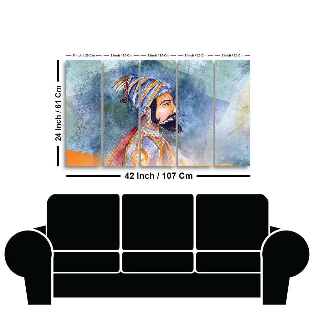 Chhatrapati Shivaji Maharaj Wall Painting Five Pieces - Image 6