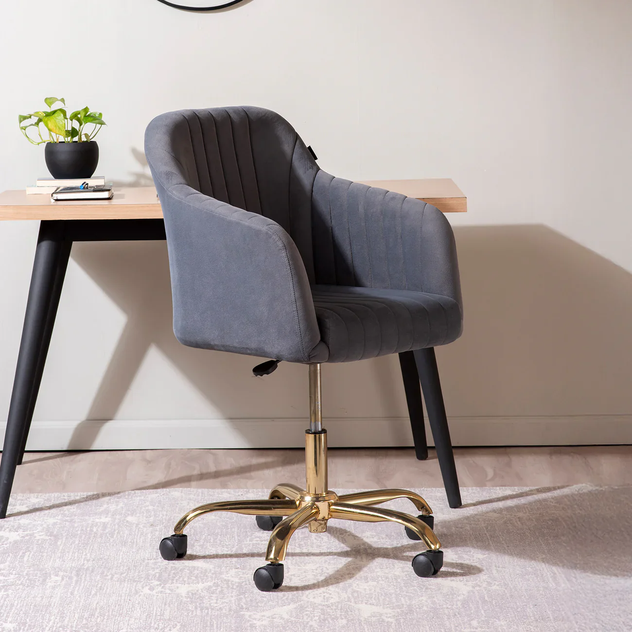 Chic Grey Accent Chair with Tufted Design - Image 3