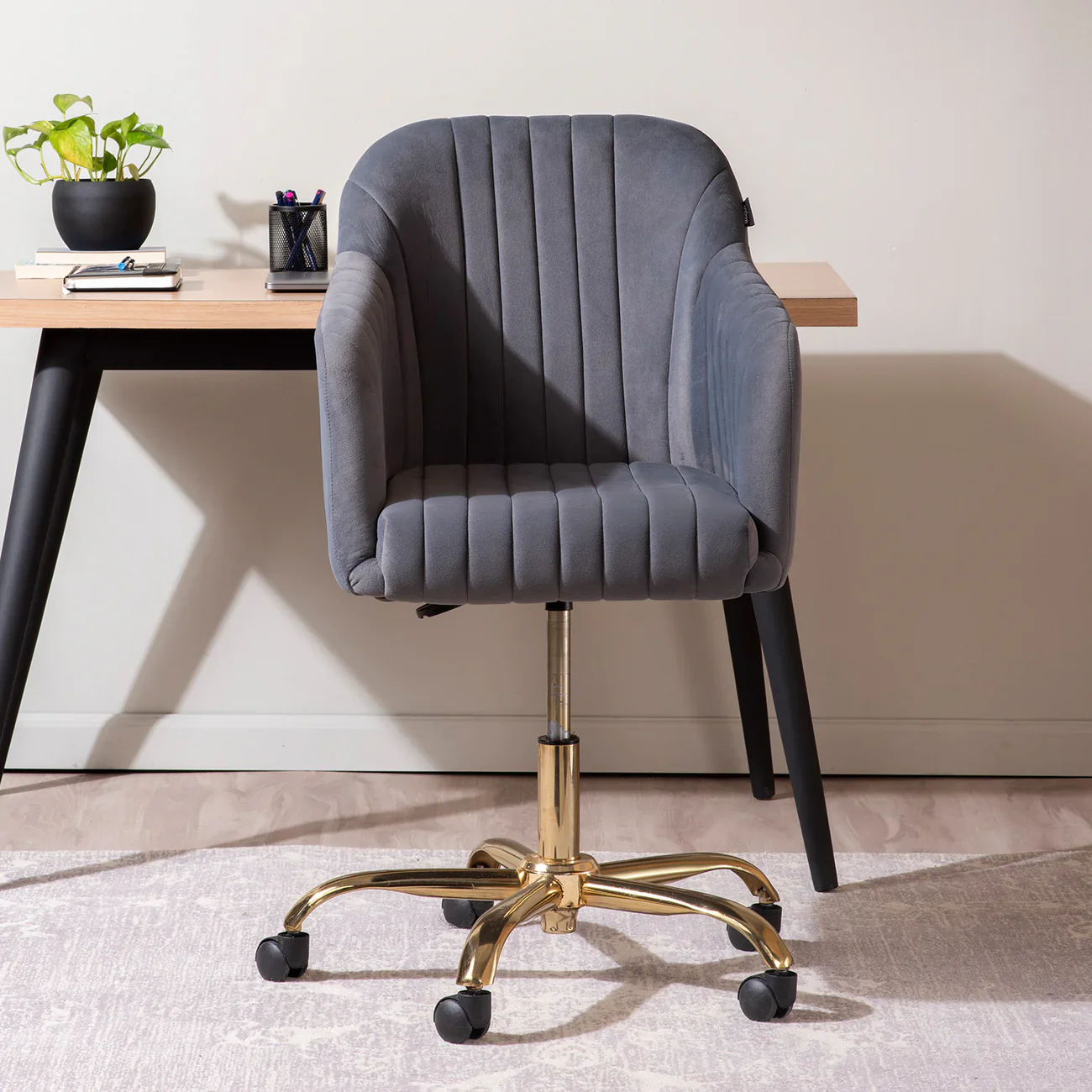 Chic Grey Accent Chair with Tufted Design - Image 4