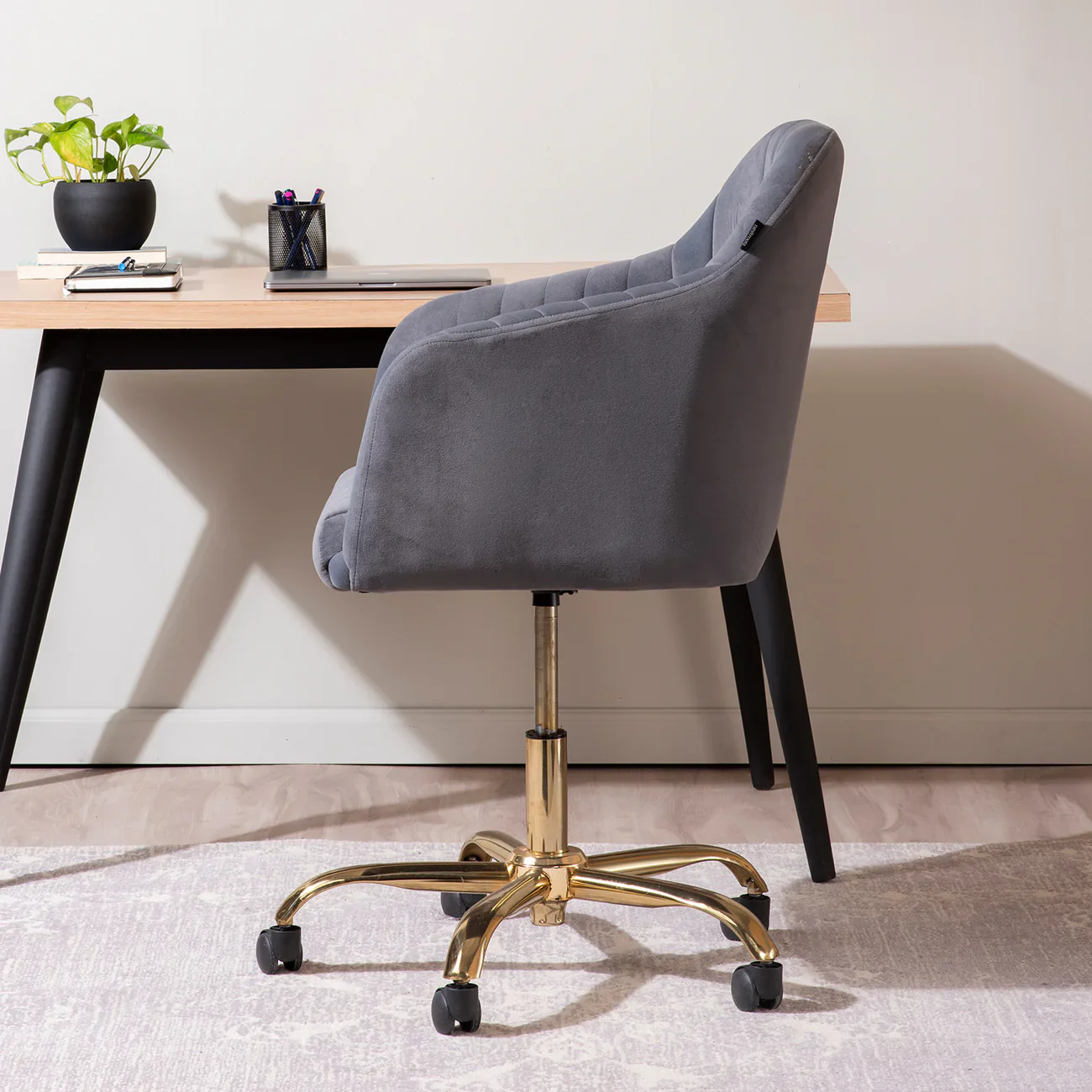 Chic Grey Accent Chair with Tufted Design - Image 5