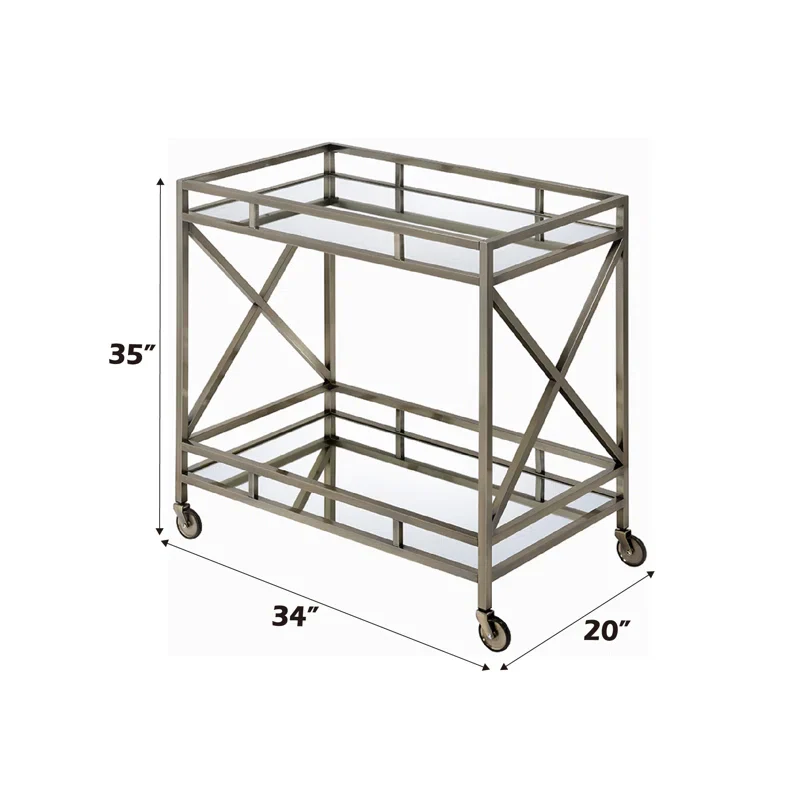 Chic X-Design Bar Trolley with Dual Mirror Shelving - Image 8