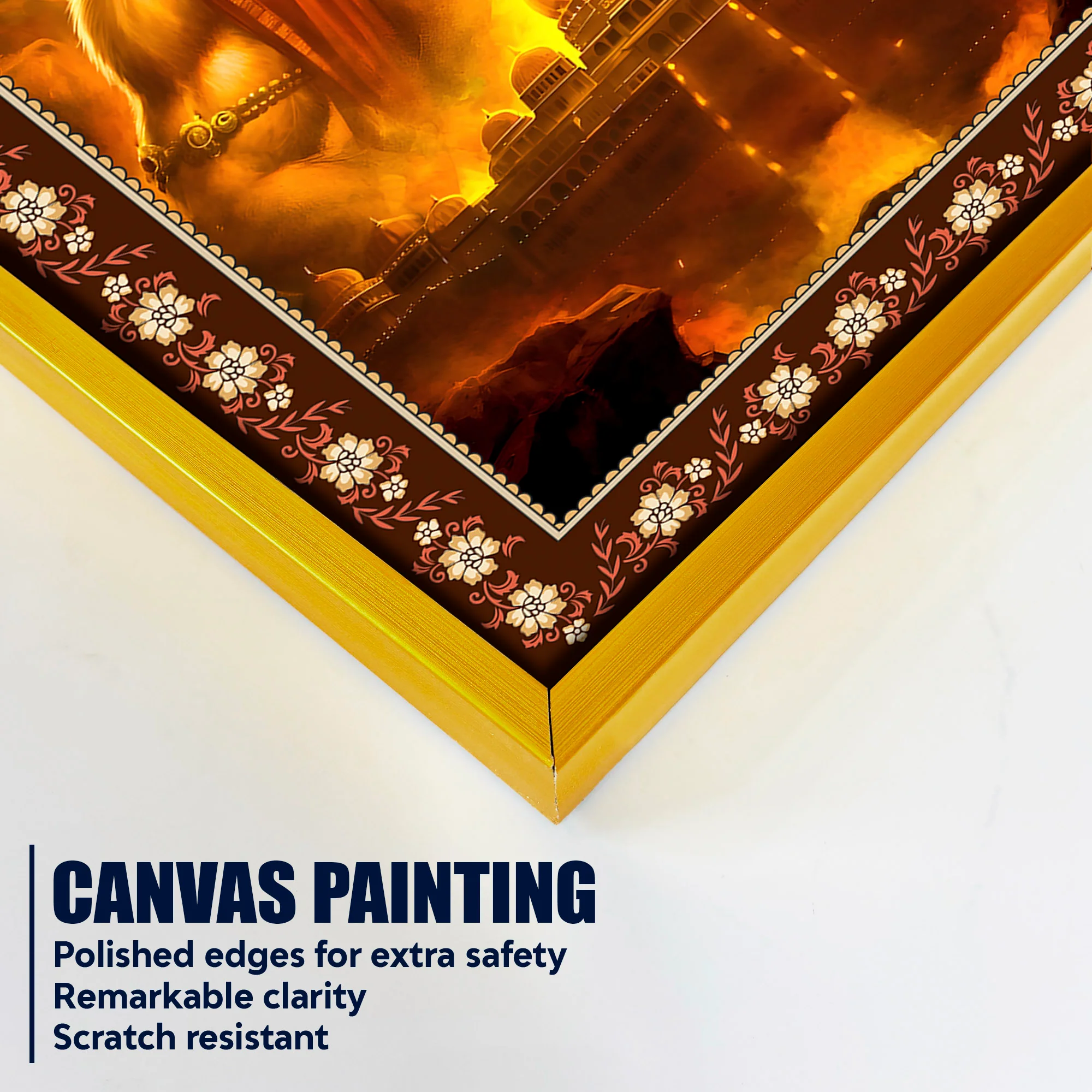 Chiranjivi Hanuman Immortal One Floral Border Vertical Wall Painting - Image 5