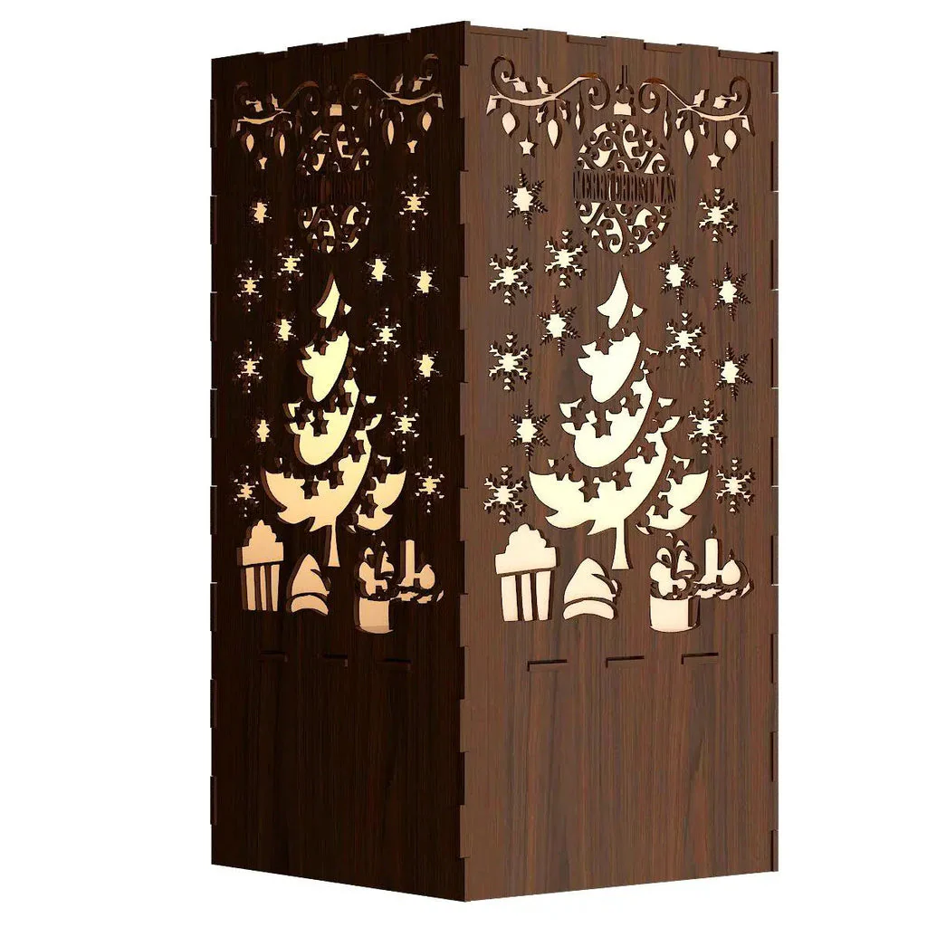 Christmas Scene Design Wooden Night Light Table Lamp For Home Decor | Living Room - Image 3