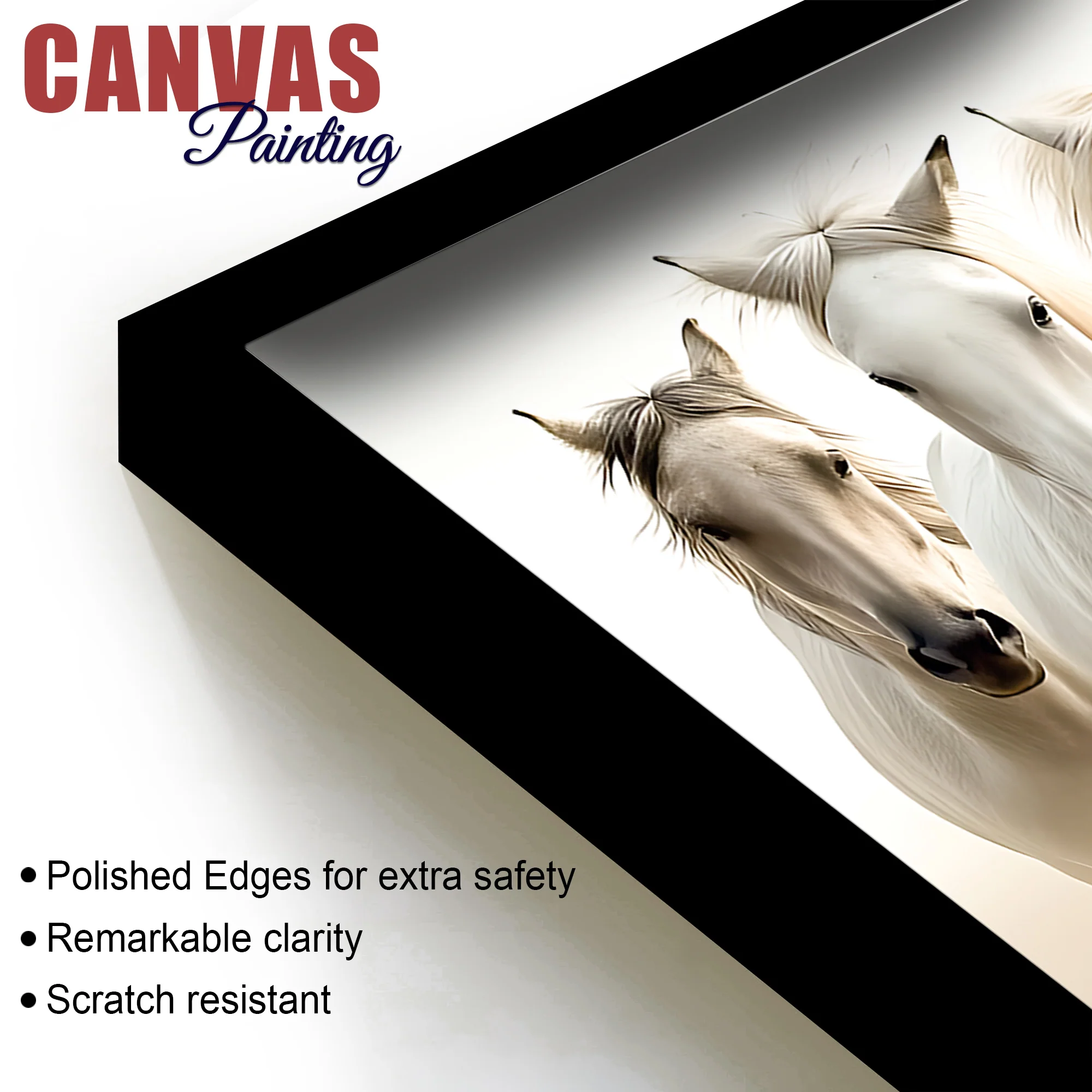 Cinematic view of Seven Horses Running Canvas Wall Painting - Image 6