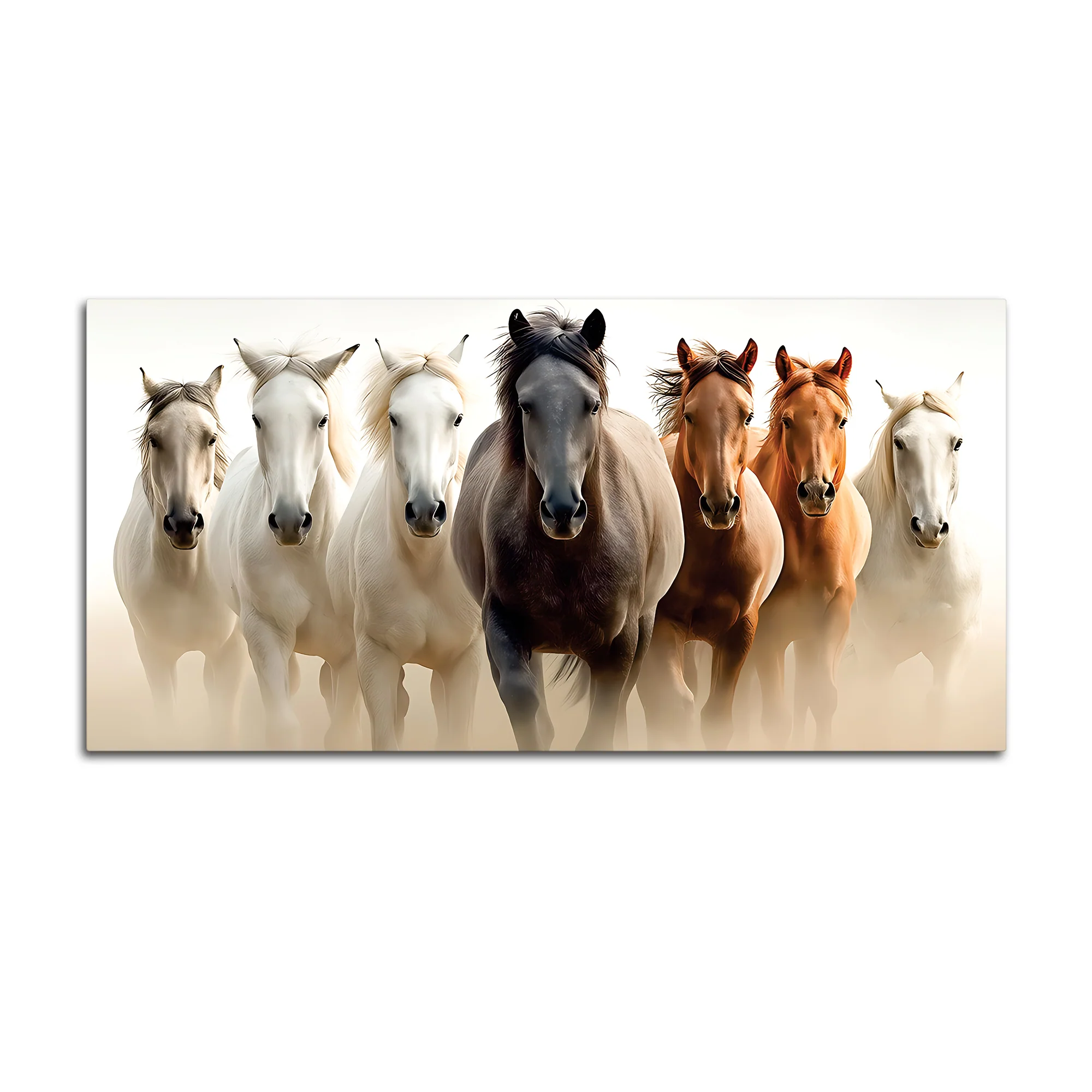 Cinematic view of Seven Horses Running Canvas Wall Painting - Image 7