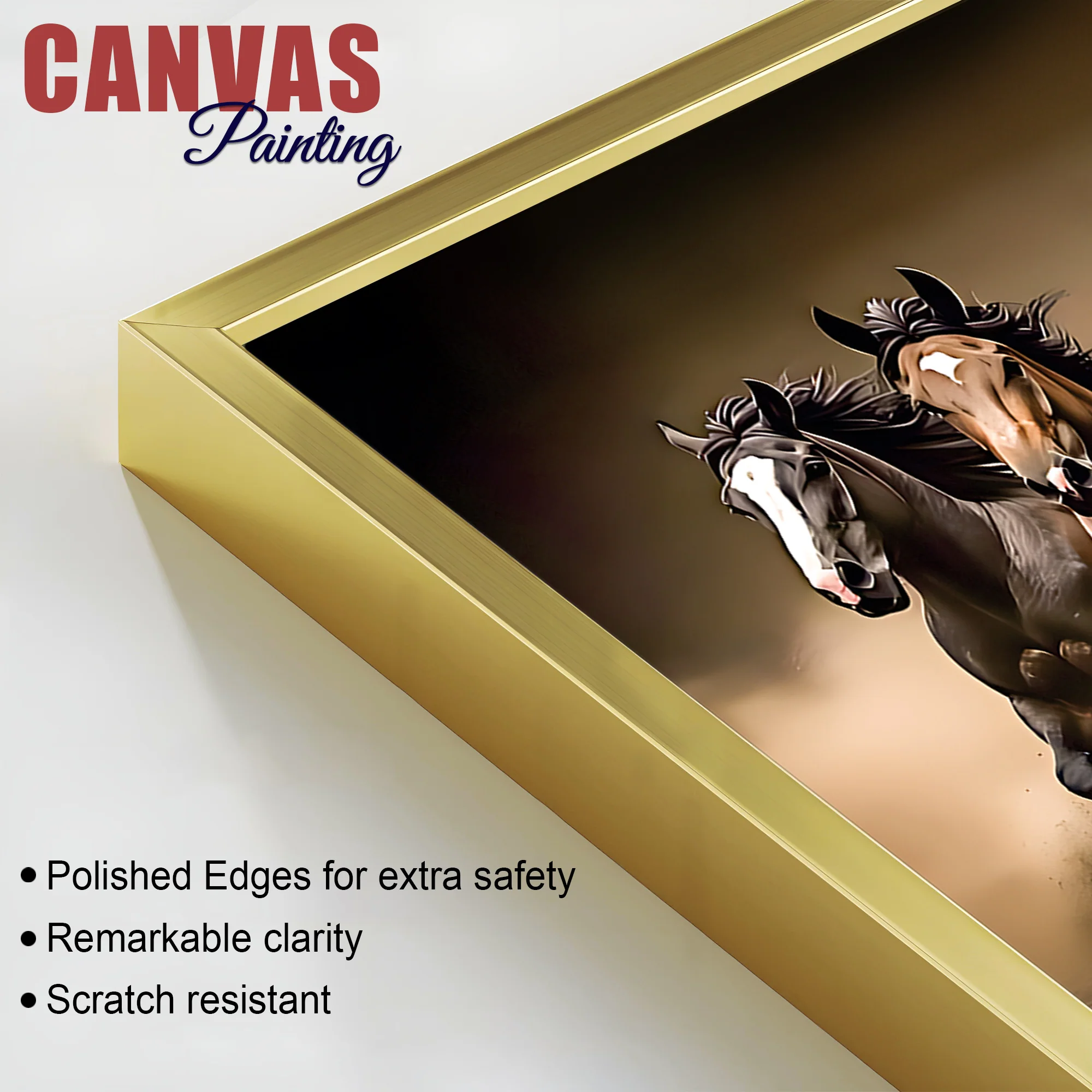 Cinematic view of Seven Running Horses Canvas Wall Painting - Image 6