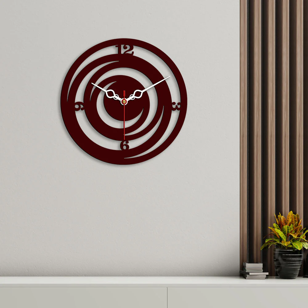 Circle Loops Shape Designer Wooden Wall Clock - Image 2