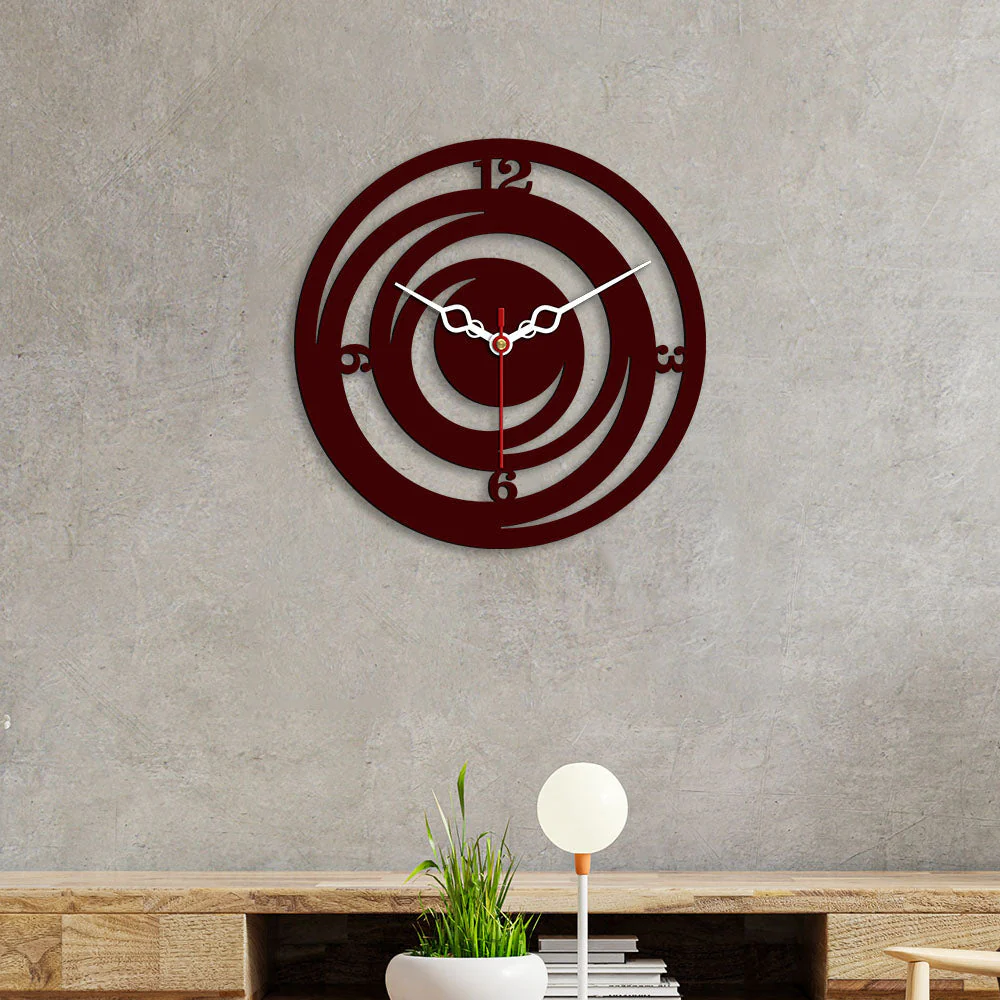 Circle Loops Shape Designer Wooden Wall Clock - Image 3
