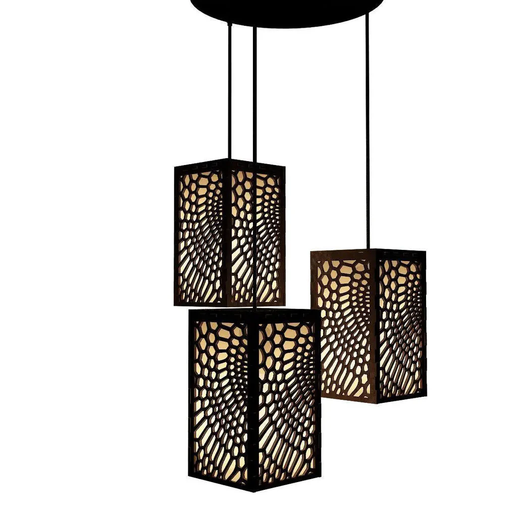 Circle Pattern Wooden Modern Lamp Hanging Ceiling Light For Home Decoration, Living Room - Image 3
