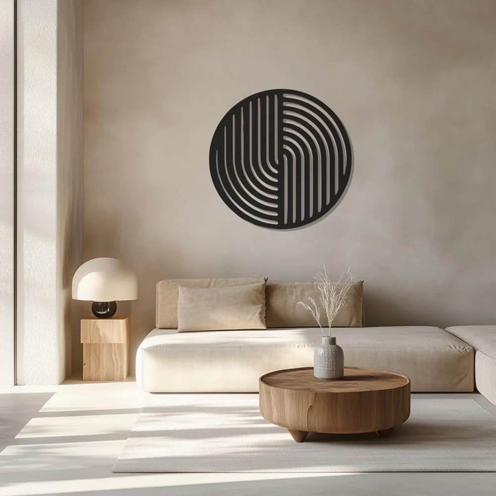 Circular Abstract Strips Wall Metal Art Decor - Image 3