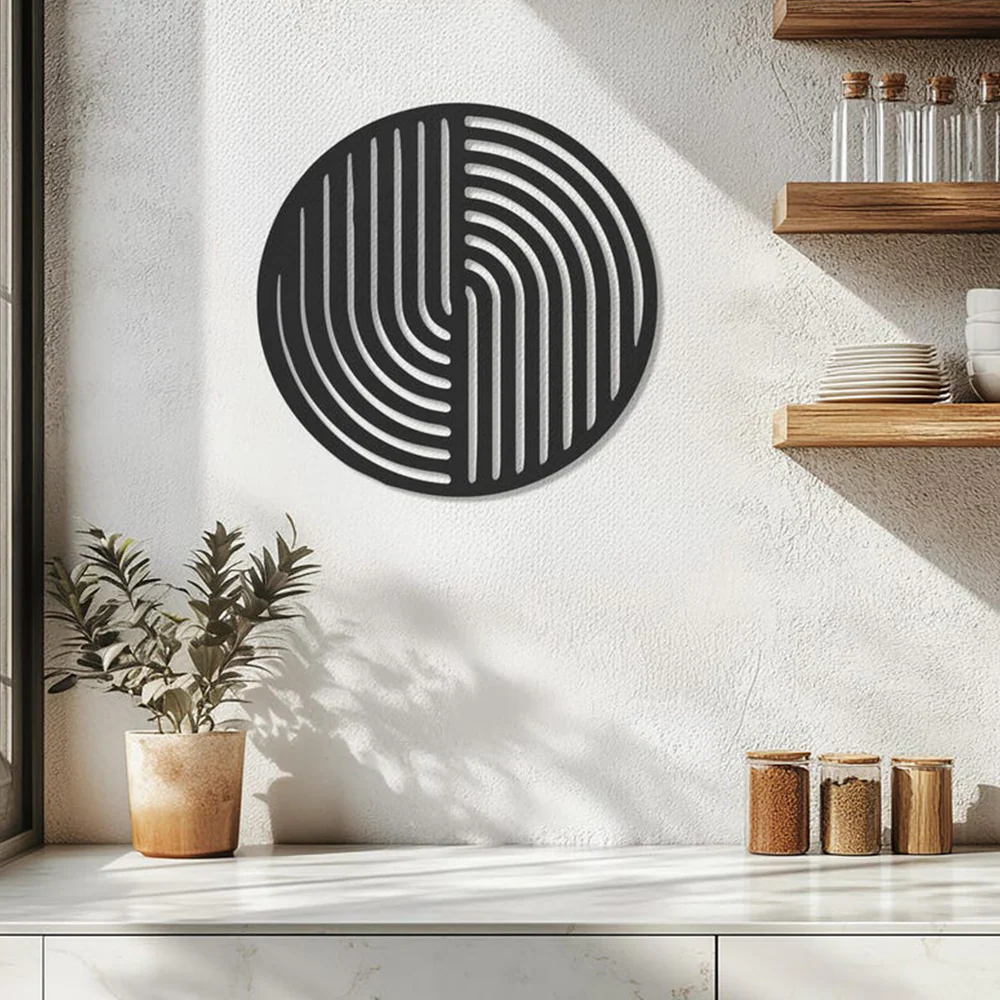 Circular Abstract Strips Wall Metal Art Decor - Image 5