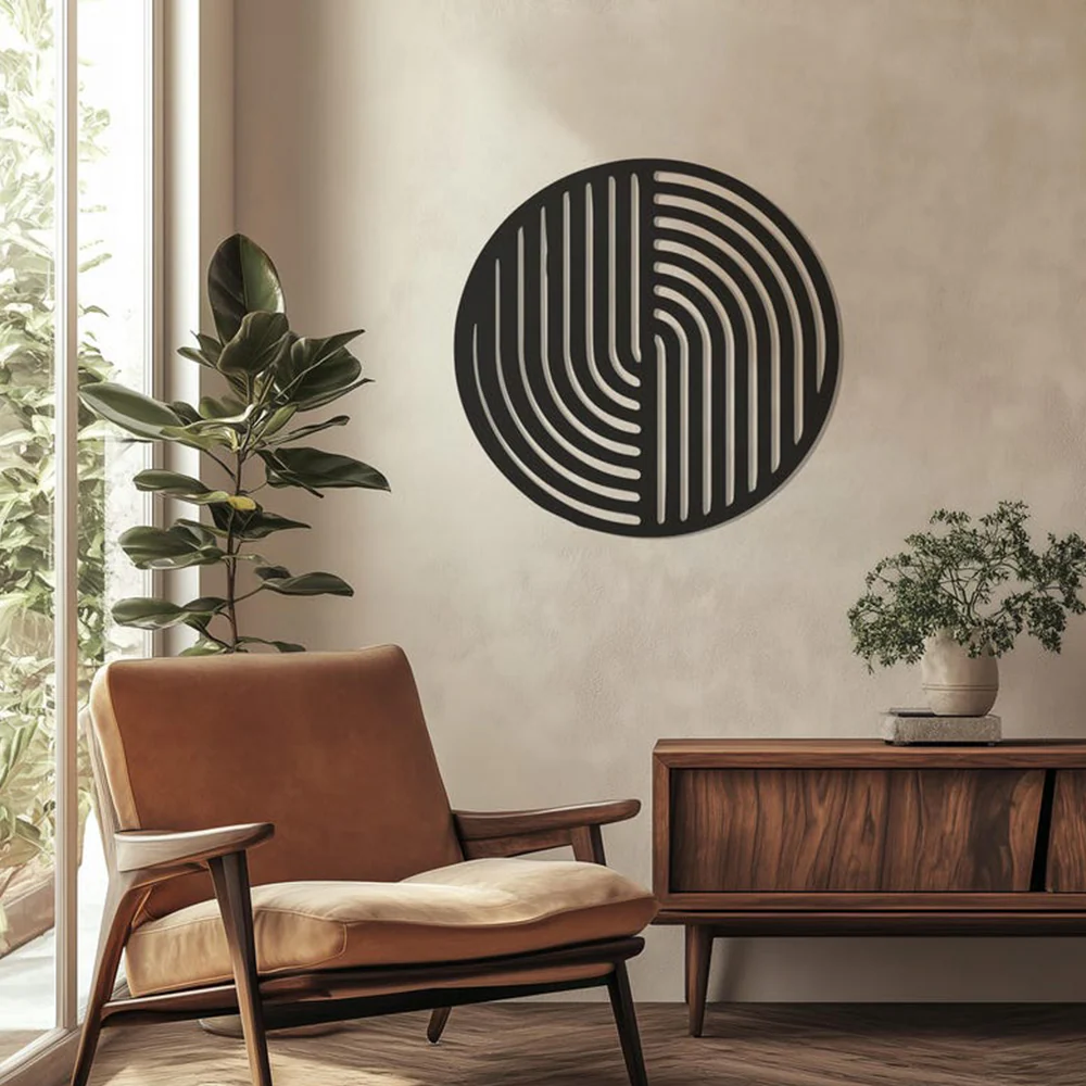 Circular Abstract Strips Wall Metal Art Decor - Image 6