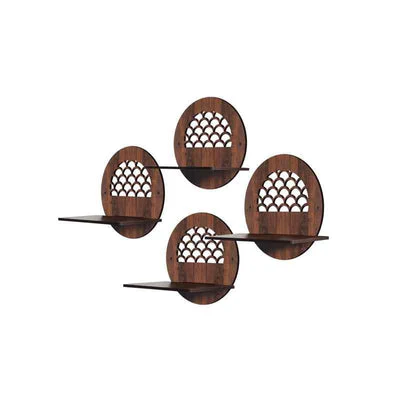 Circular Modern Shelves with Walnut Finish Set of Four - Image 3