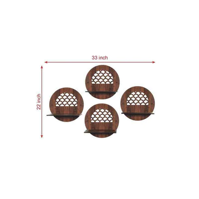 Circular Modern Shelves with Walnut Finish Set of Four - Image 5
