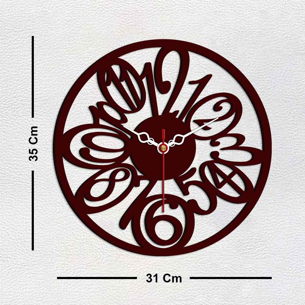 Circular Numbers Designer Wooden Wall Clock - Image 6