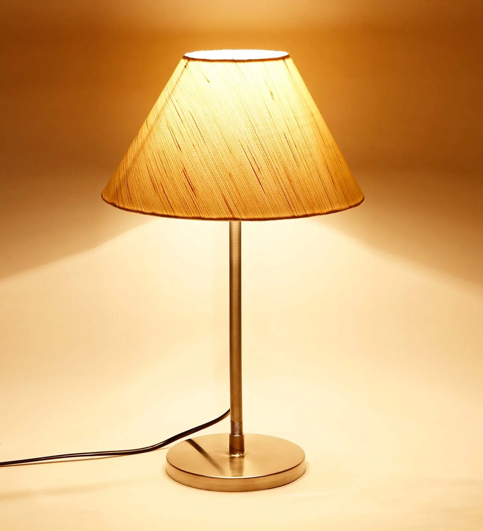 Circular Shaped Traditional Table Lamp with Silver Finish Base - Image 2