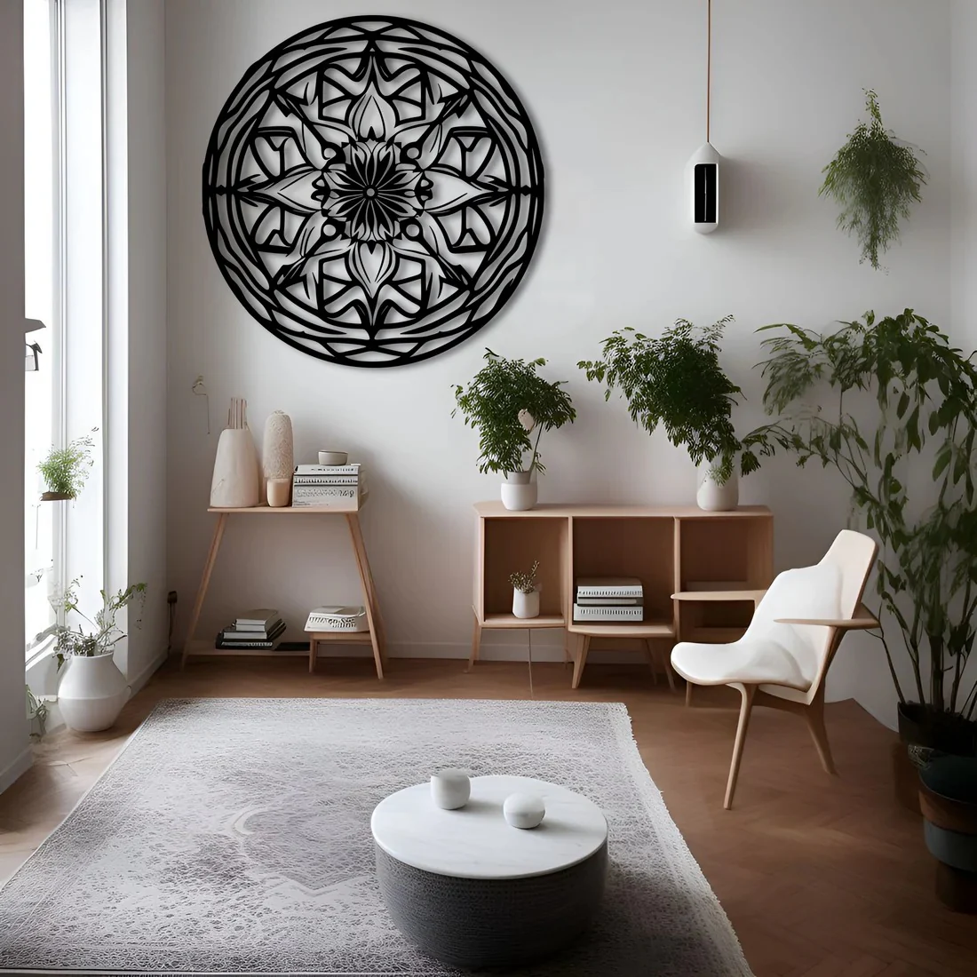 Circular Stripes Mandala Pattern Metal Art Wall Decor - Image 2