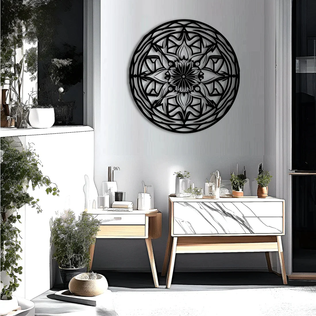Circular Stripes Mandala Pattern Metal Art Wall Decor - Image 4