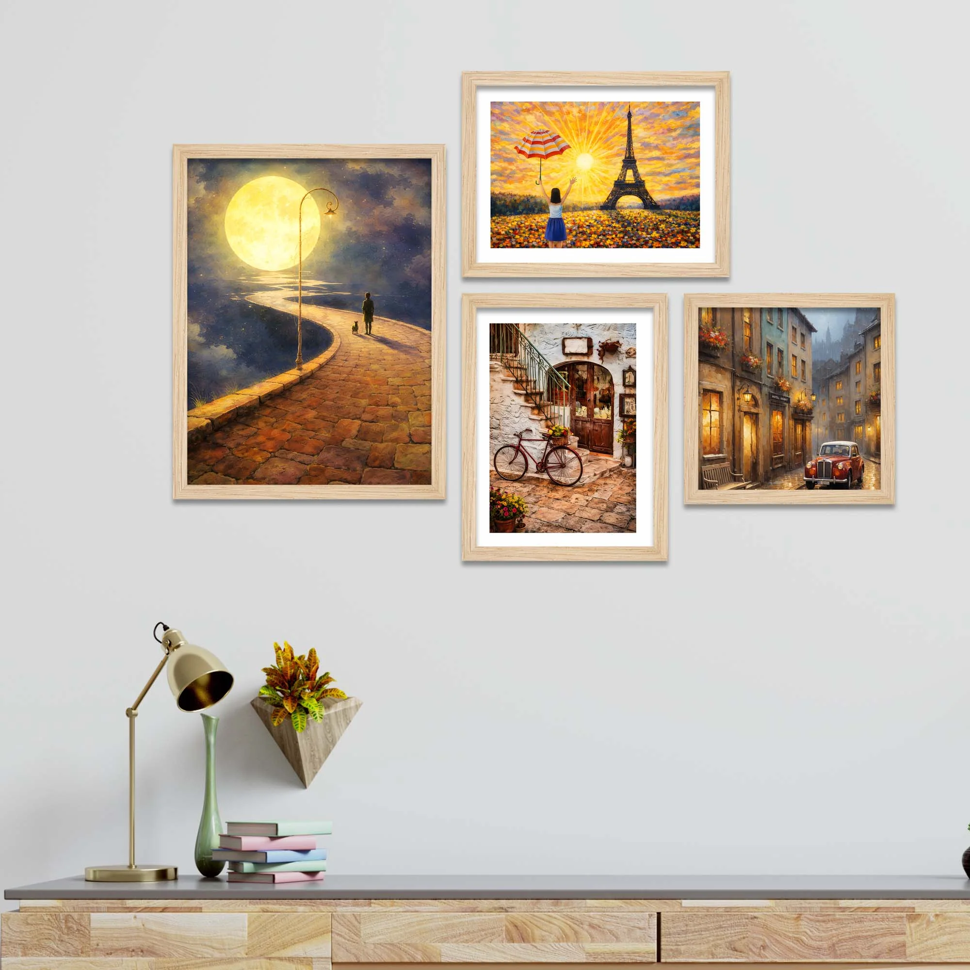 City Street & Moonlight Wall Frame Set of Four - Image 2