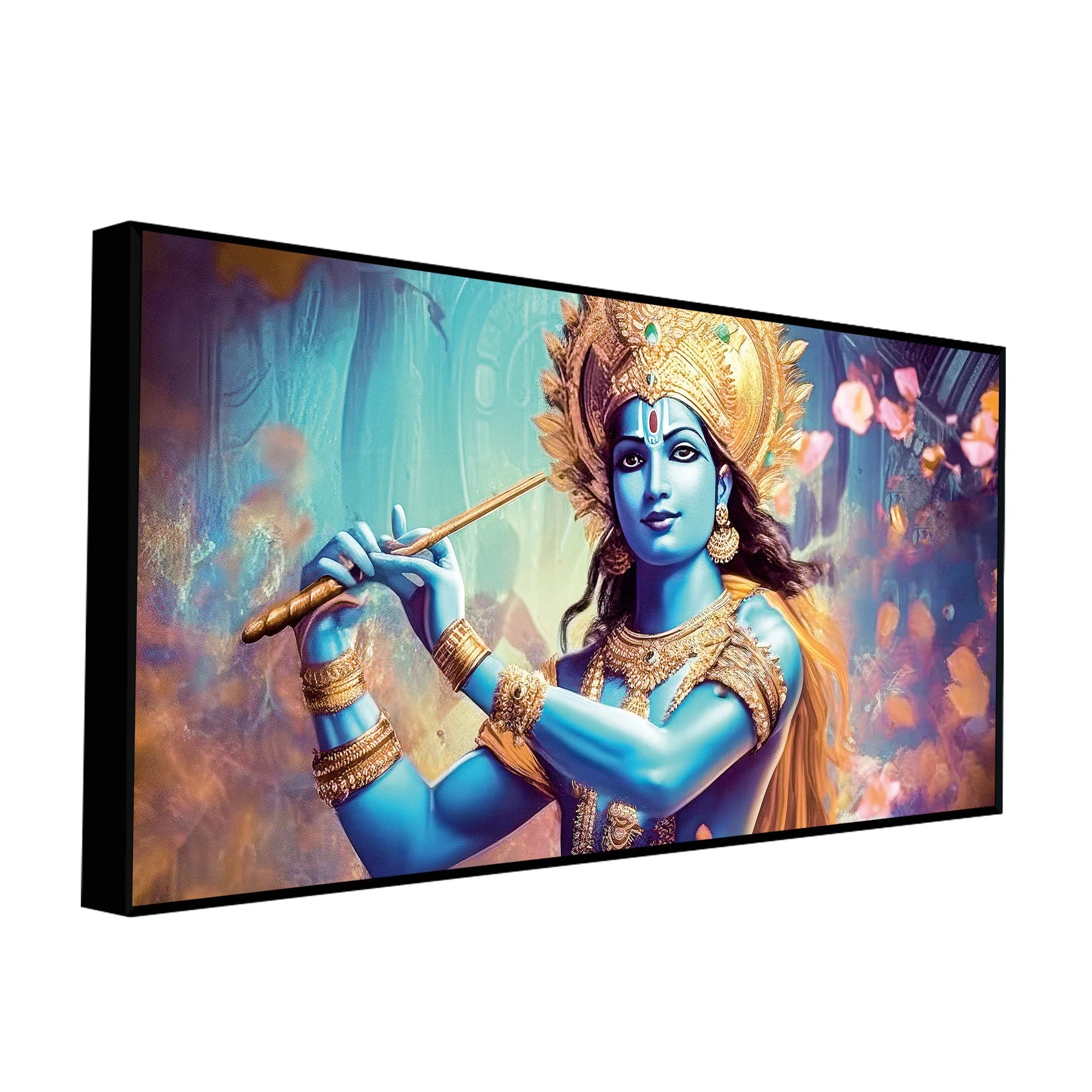 Classic Canvas Wall Panting of Lord Krishna Playing with Flute - Image 5
