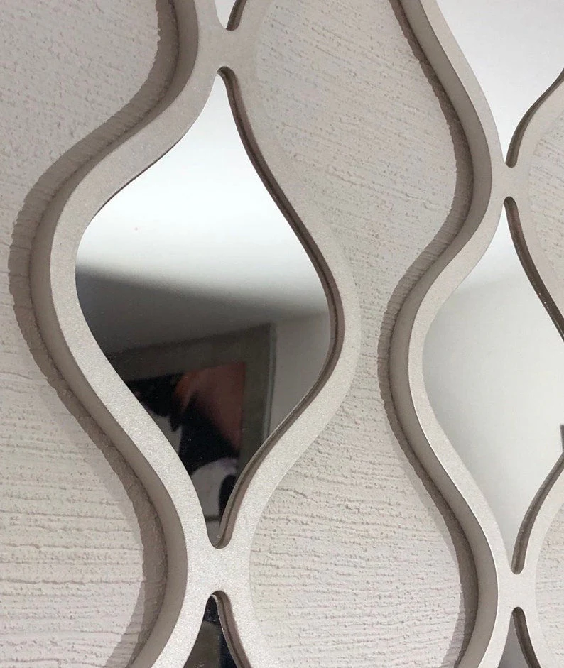 Classic Decorative Water Drop Mirror Strips with Silver Wooden Finish - Image 3