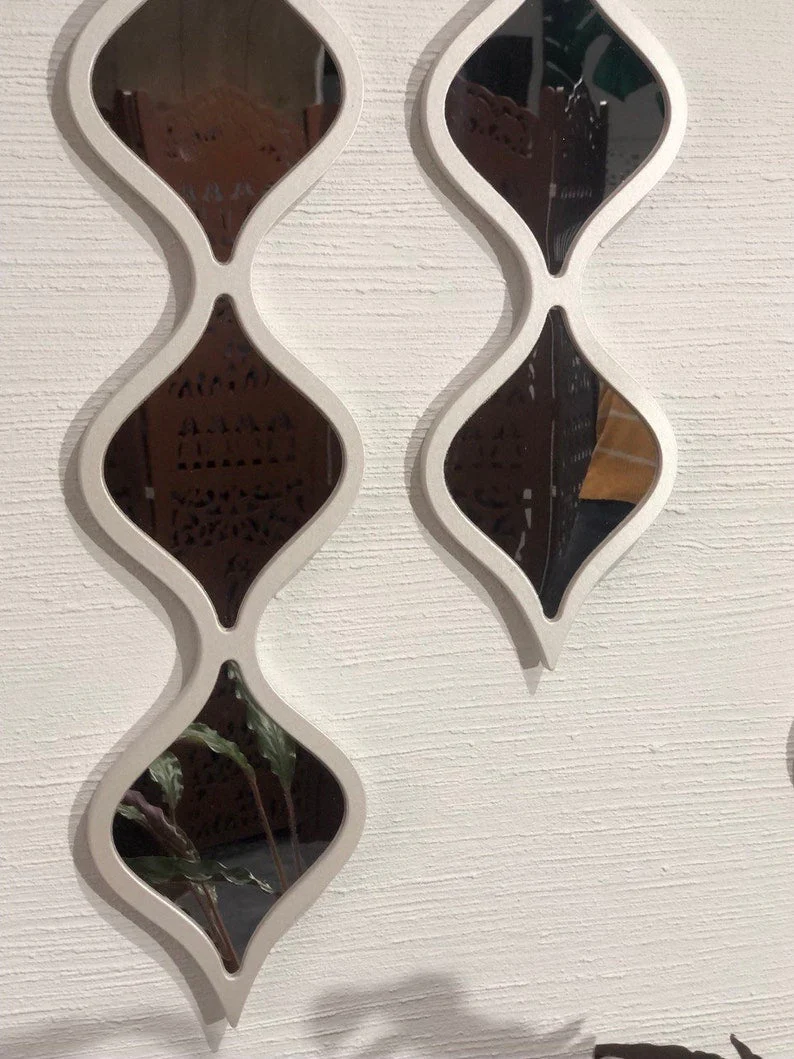 Classic Decorative Water Drop Mirror Strips with Silver Wooden Finish - Image 4
