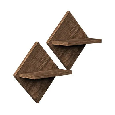 Classic Designer Wooden Stands Wall Mounted Shelf Set of Two - Image 4