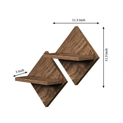 Classic Designer Wooden Stands Wall Mounted Shelf Set of Two - Image 5