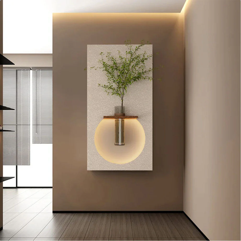 Classic Harmony Circular Glow LED Light Wall Panel with Planter for Home & Office Spaces - Image 2
