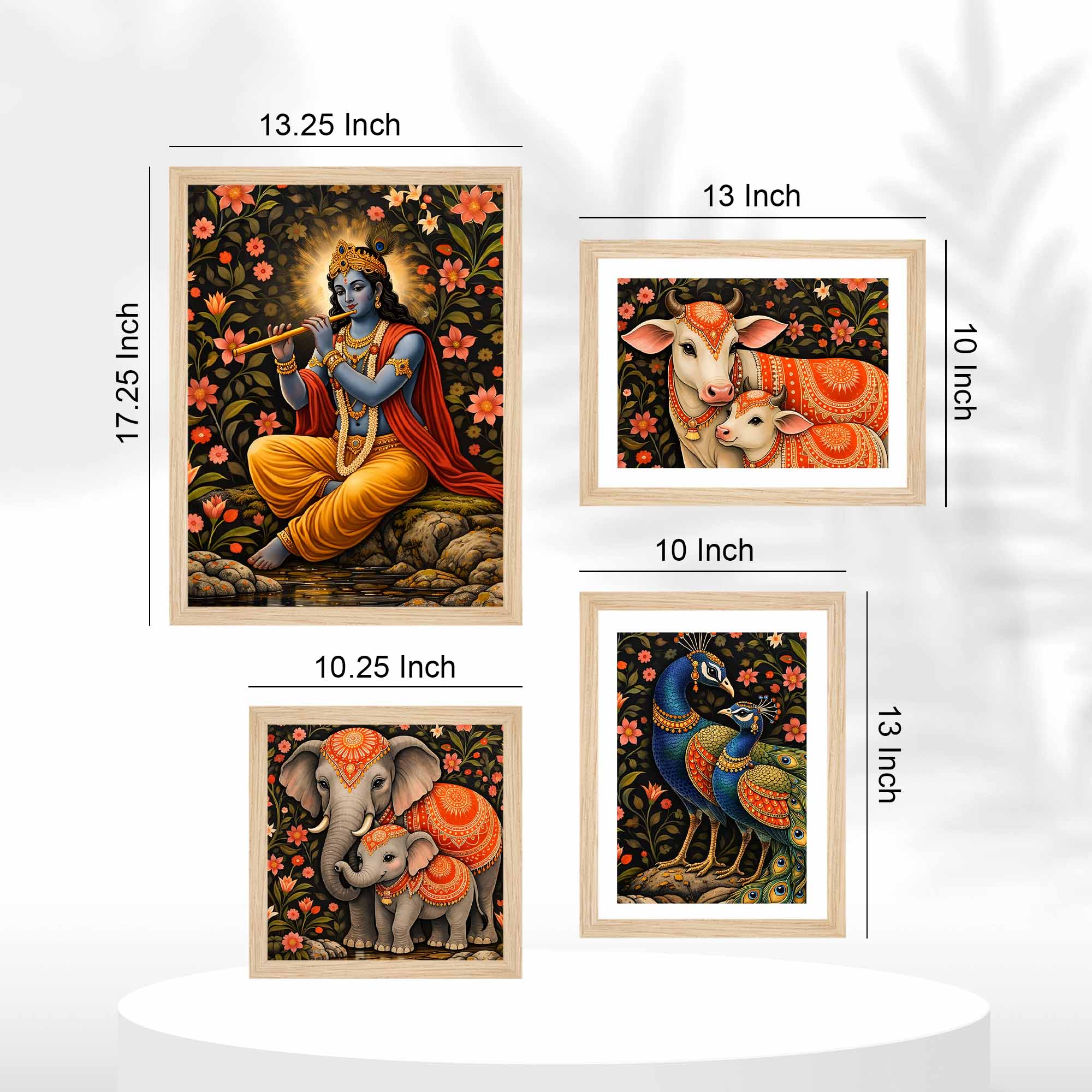Classic Indian Spiritual Decor Wall Frame Set of Four - Image 5
