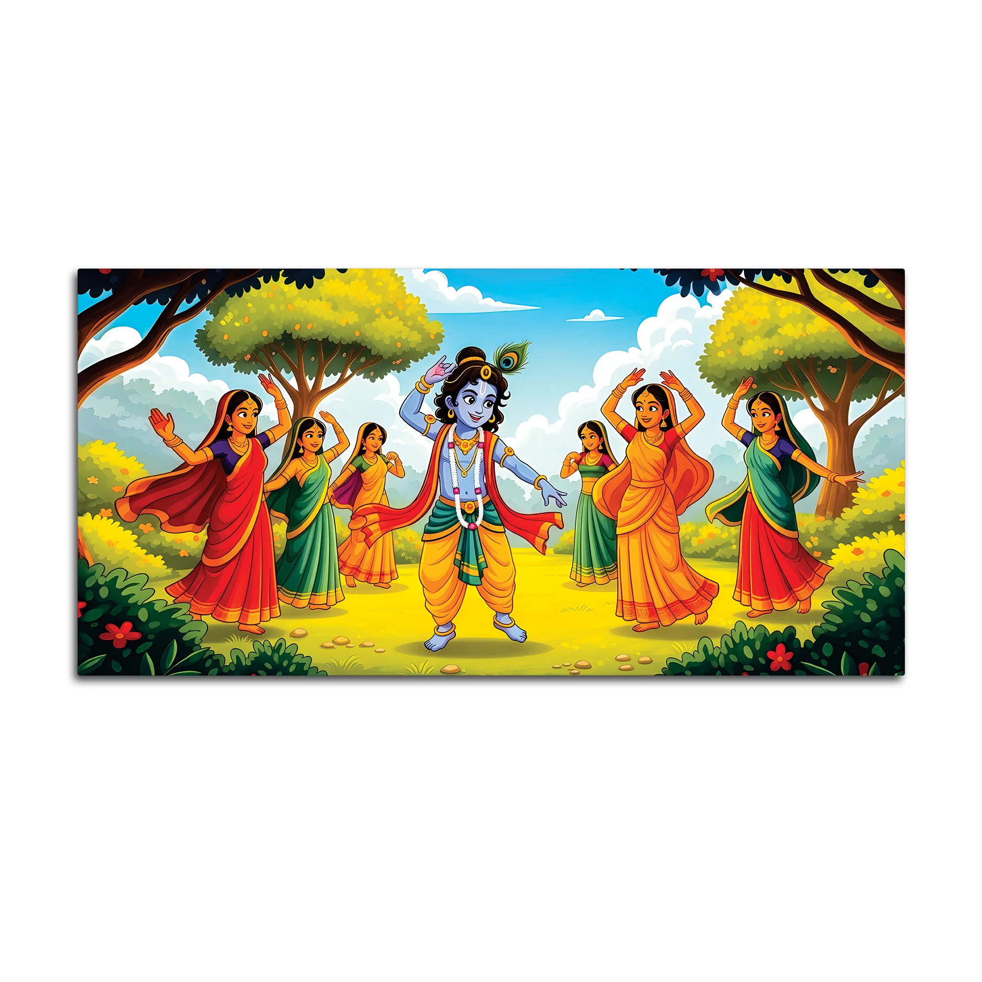 Classic Krishna Gopi Raas Leela Painting for Living Room & Hall - Image 4