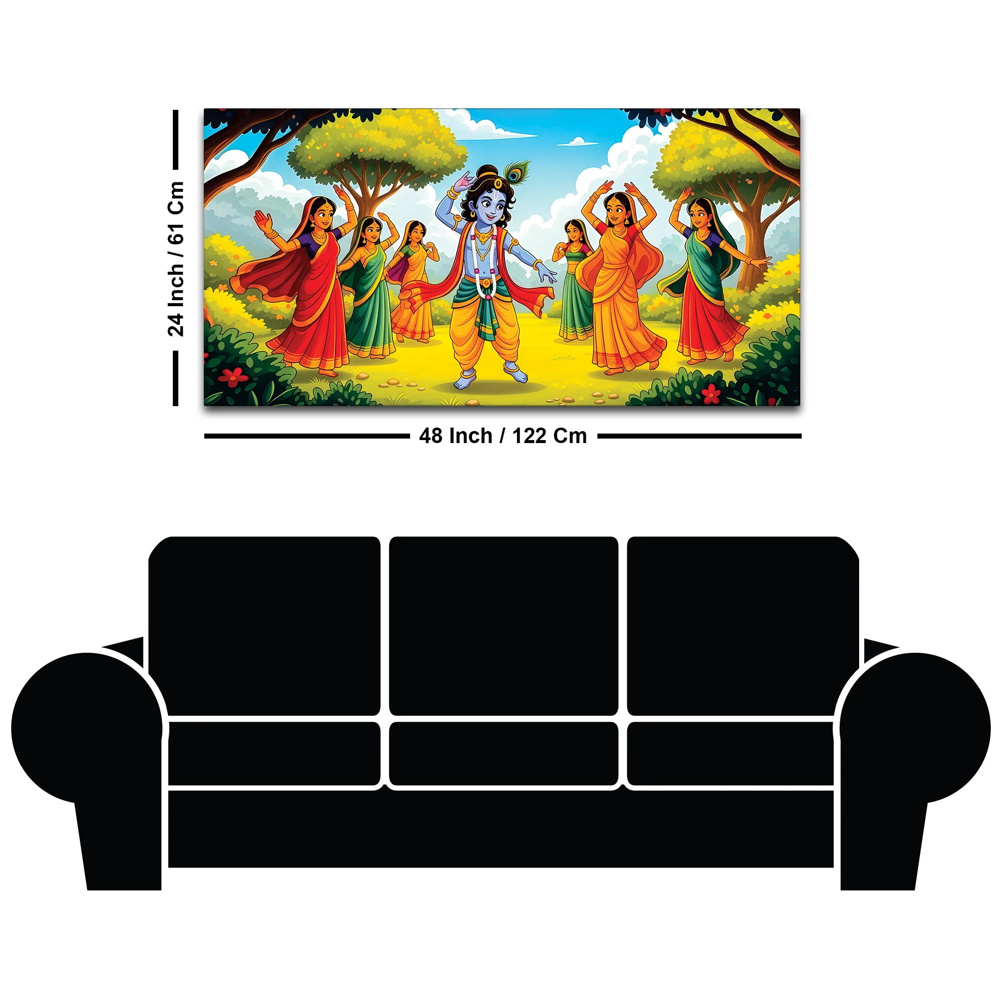 Classic Krishna Gopi Raas Leela Painting for Living Room & Hall - Image 8