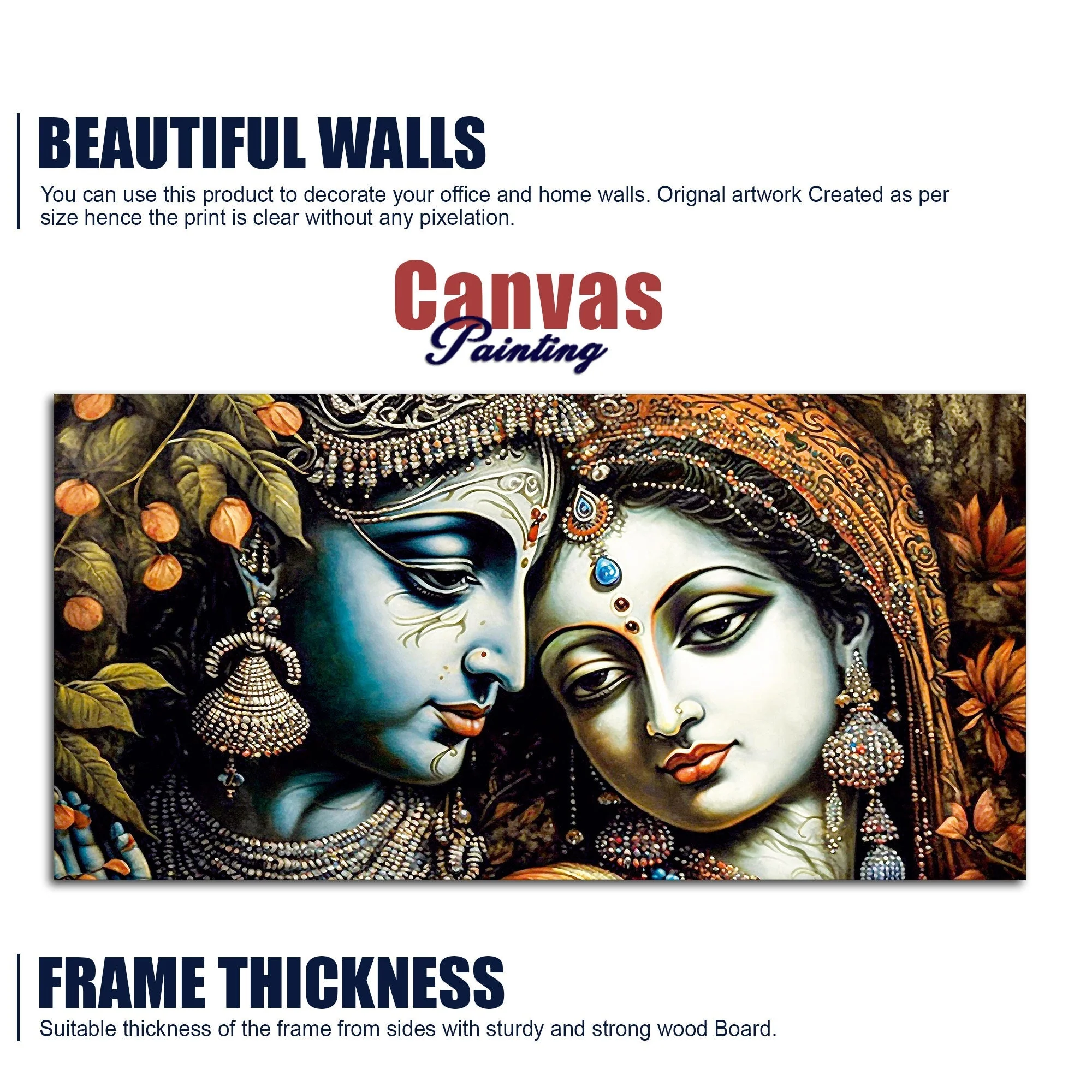 Classic Lord Radha Rani and krishna Canvas Wall Painting - Image 6