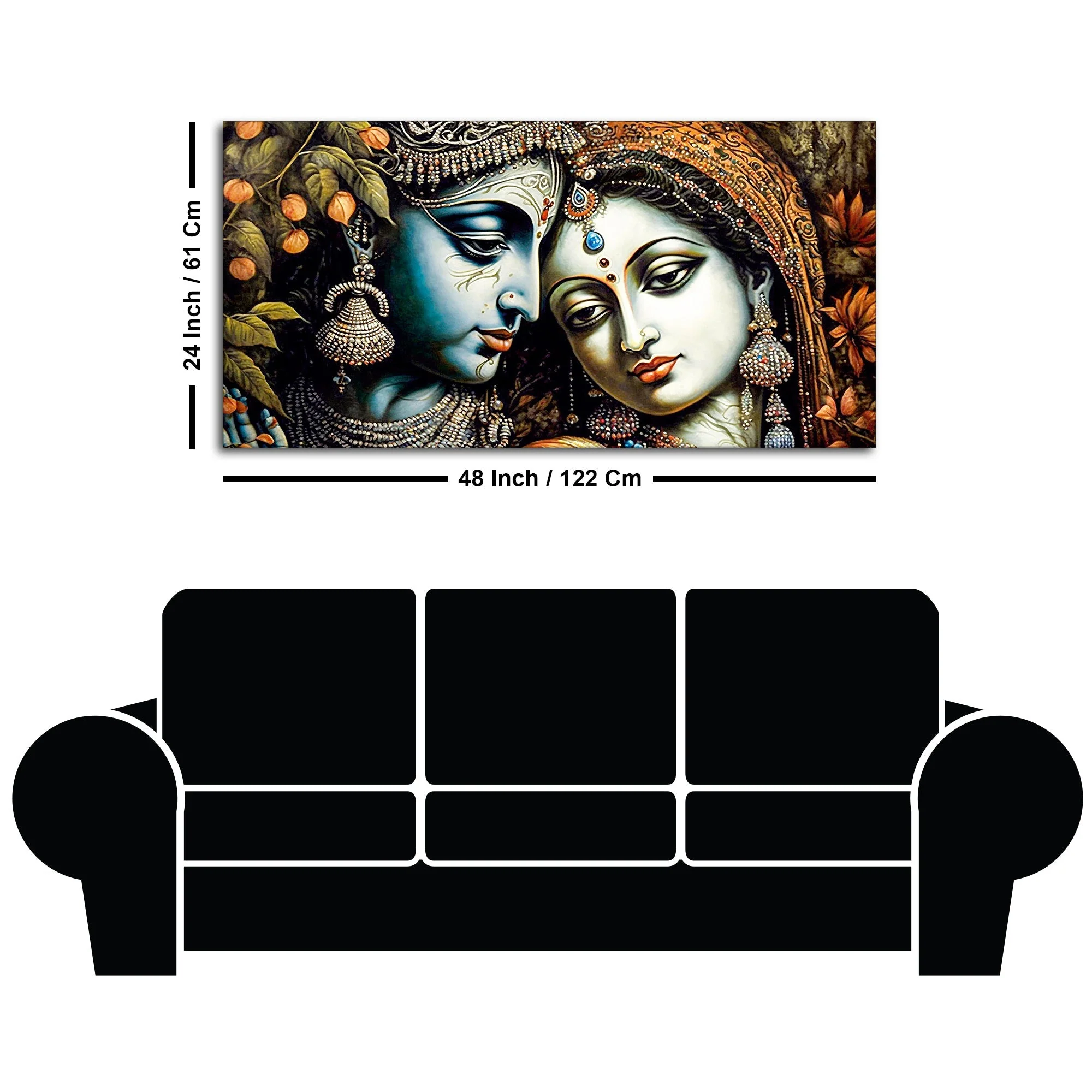 Classic Lord Radha Rani and krishna Canvas Wall Painting - Image 7