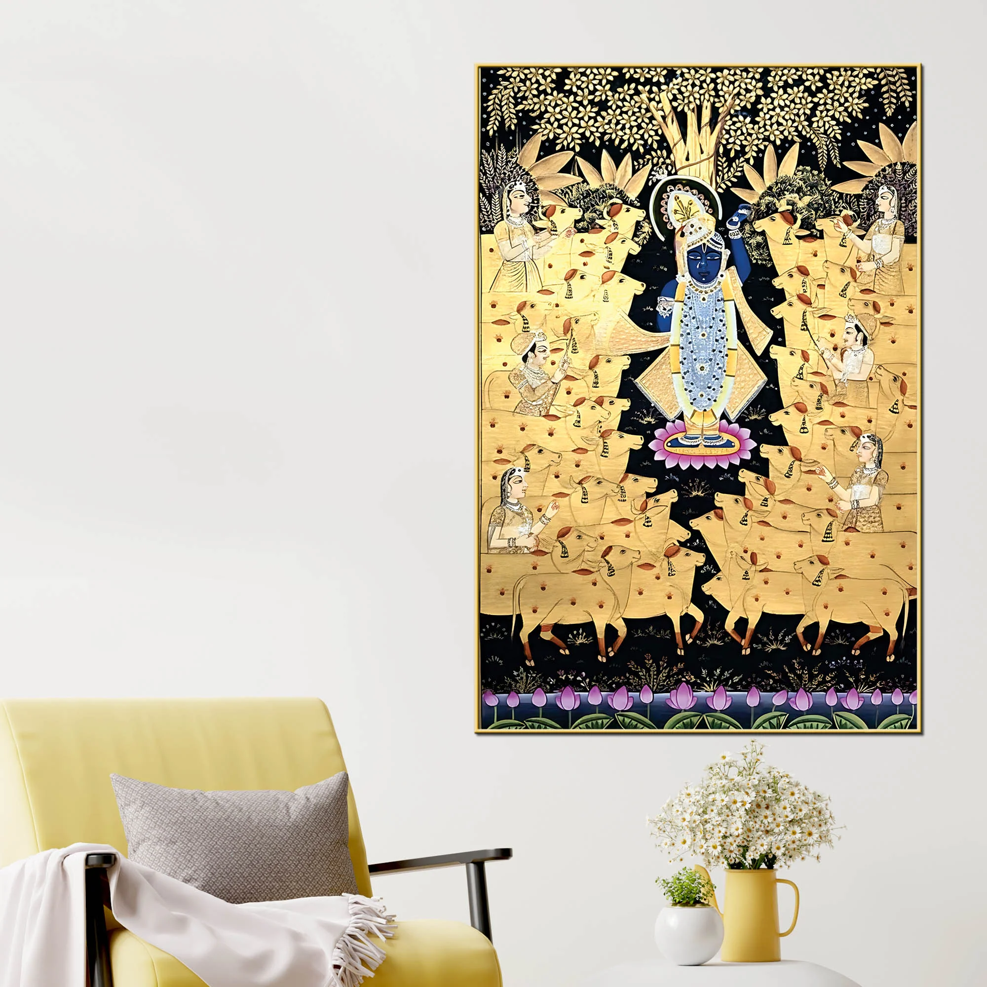Classic Nathdwara Pichwai Shrinathji Canvas Painting | Hindu Spiritual Decor - Image 2