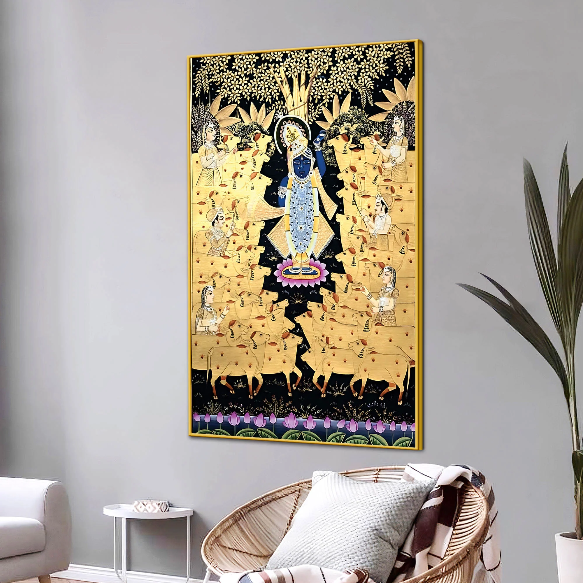 Classic Nathdwara Pichwai Shrinathji Canvas Painting | Hindu Spiritual Decor - Image 3