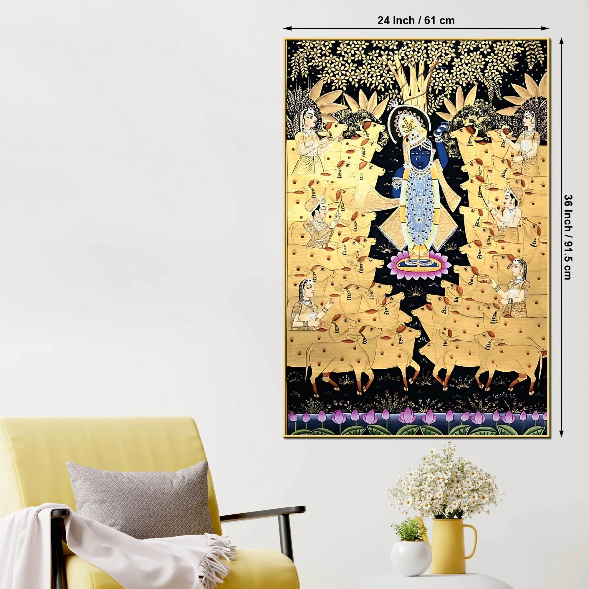 Classic Nathdwara Pichwai Shrinathji Canvas Painting | Hindu Spiritual Decor - Image 5