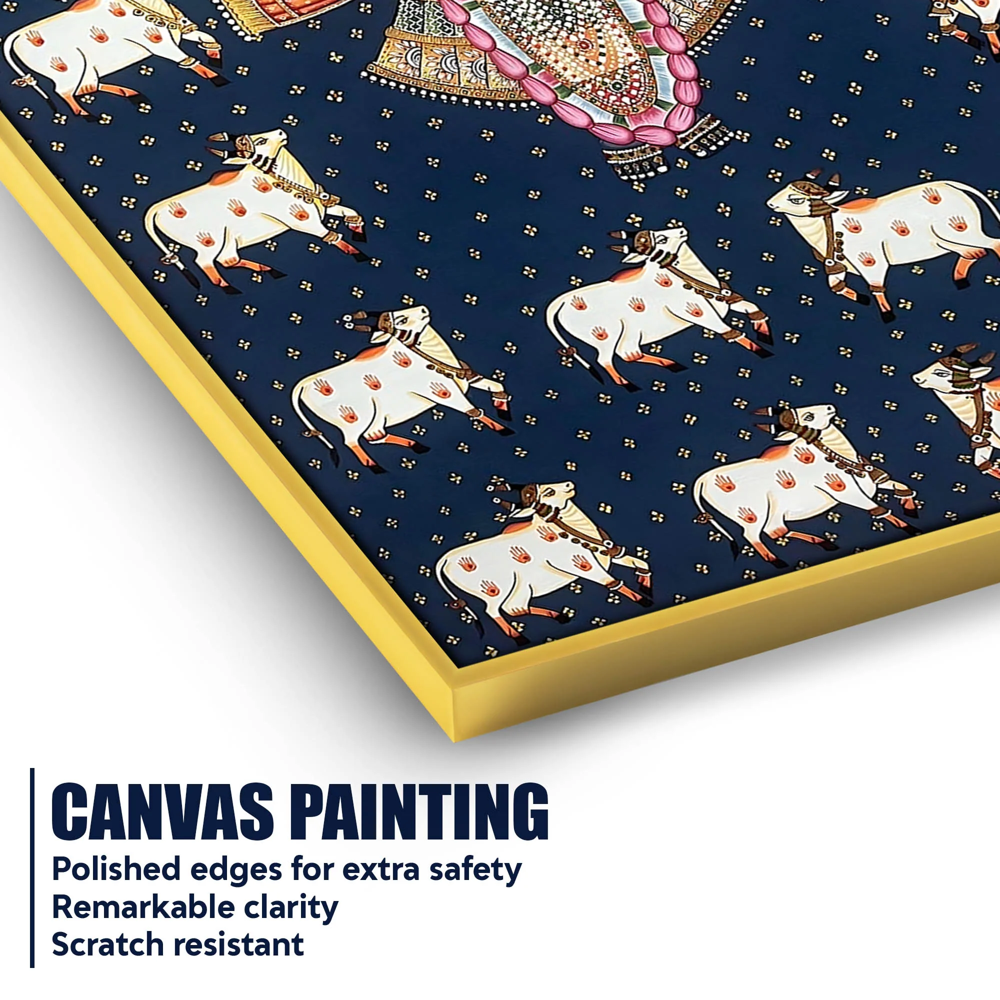 Classic Nathdwara Shreenathji Cow Theme Pichwai Canvas Wall Painting for Home - Image 4