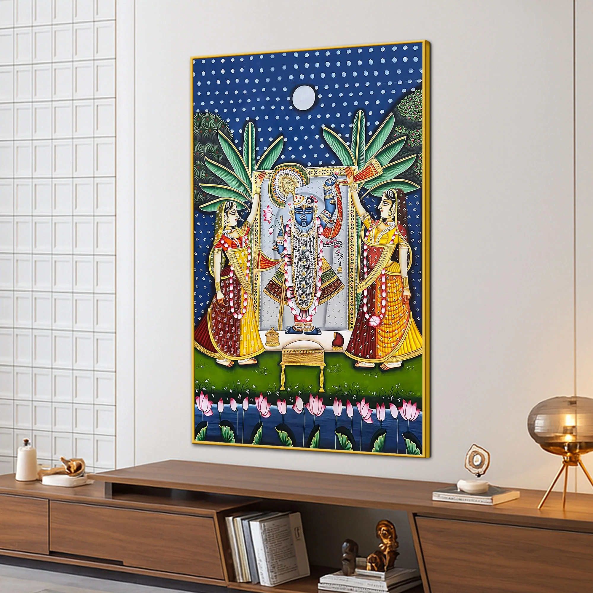Classic Nathdwara Shreenathji Krishna Pichwai Canvas Wall Painting - Image 3