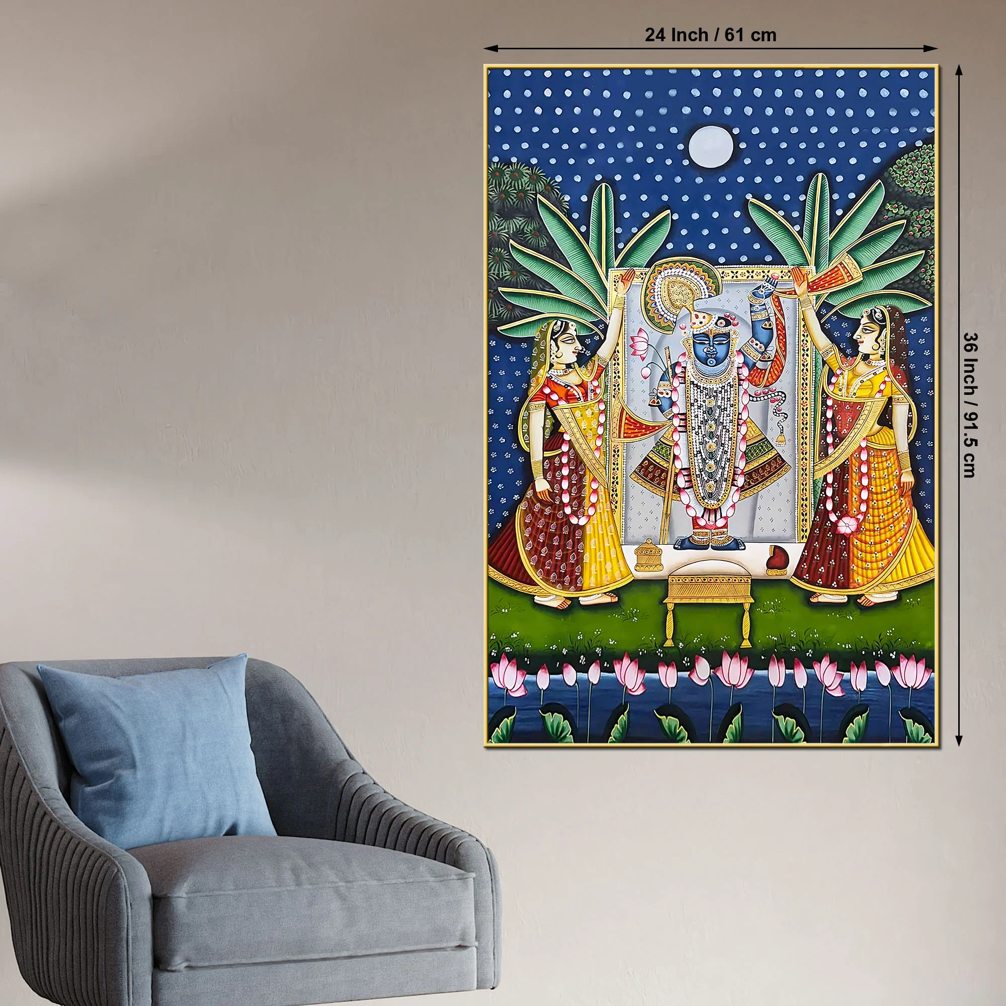 Classic Nathdwara Shreenathji Krishna Pichwai Canvas Wall Painting - Image 5